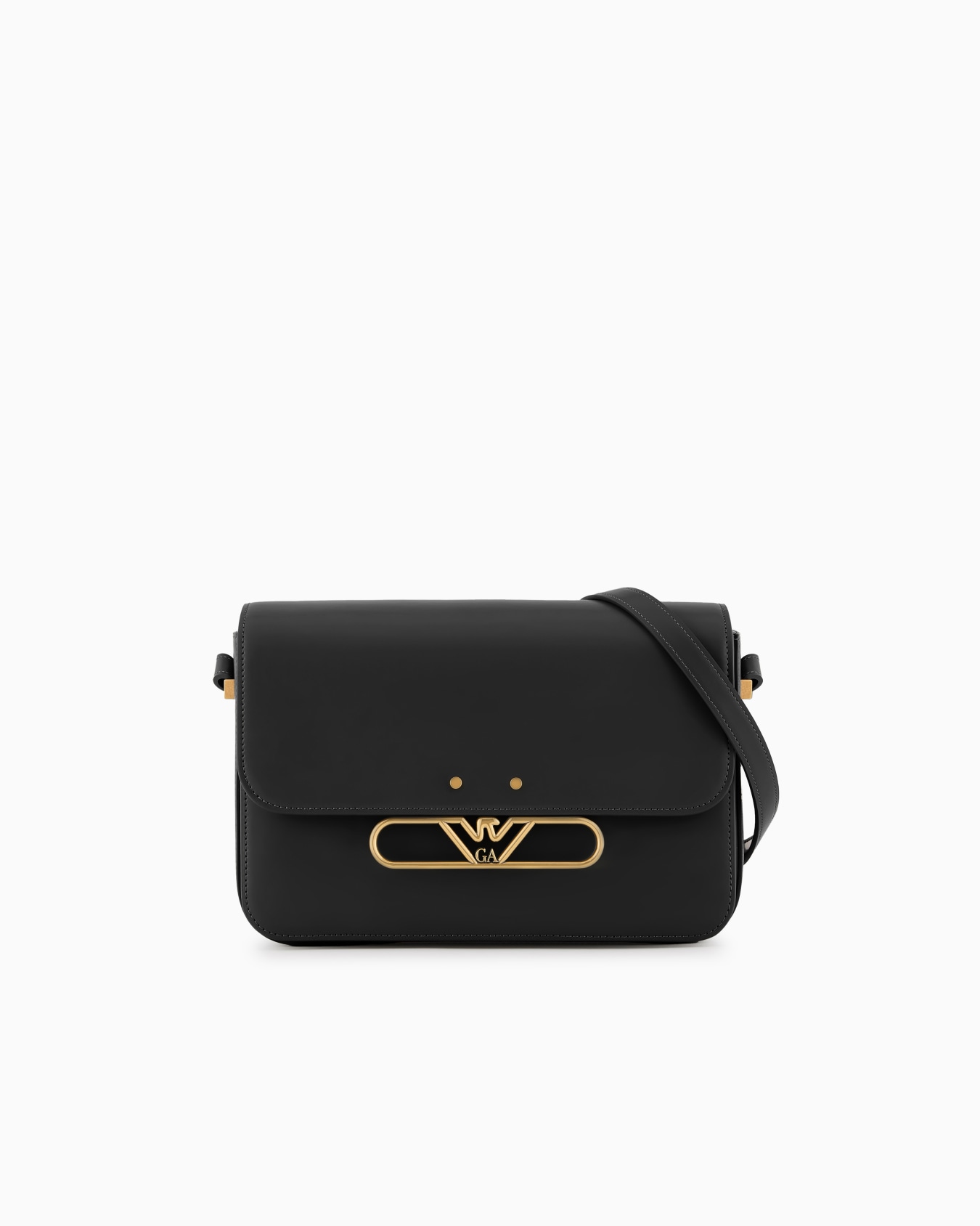 Sac porté épaule en cuir lisse avec logo aigle en métal Diapositive 0