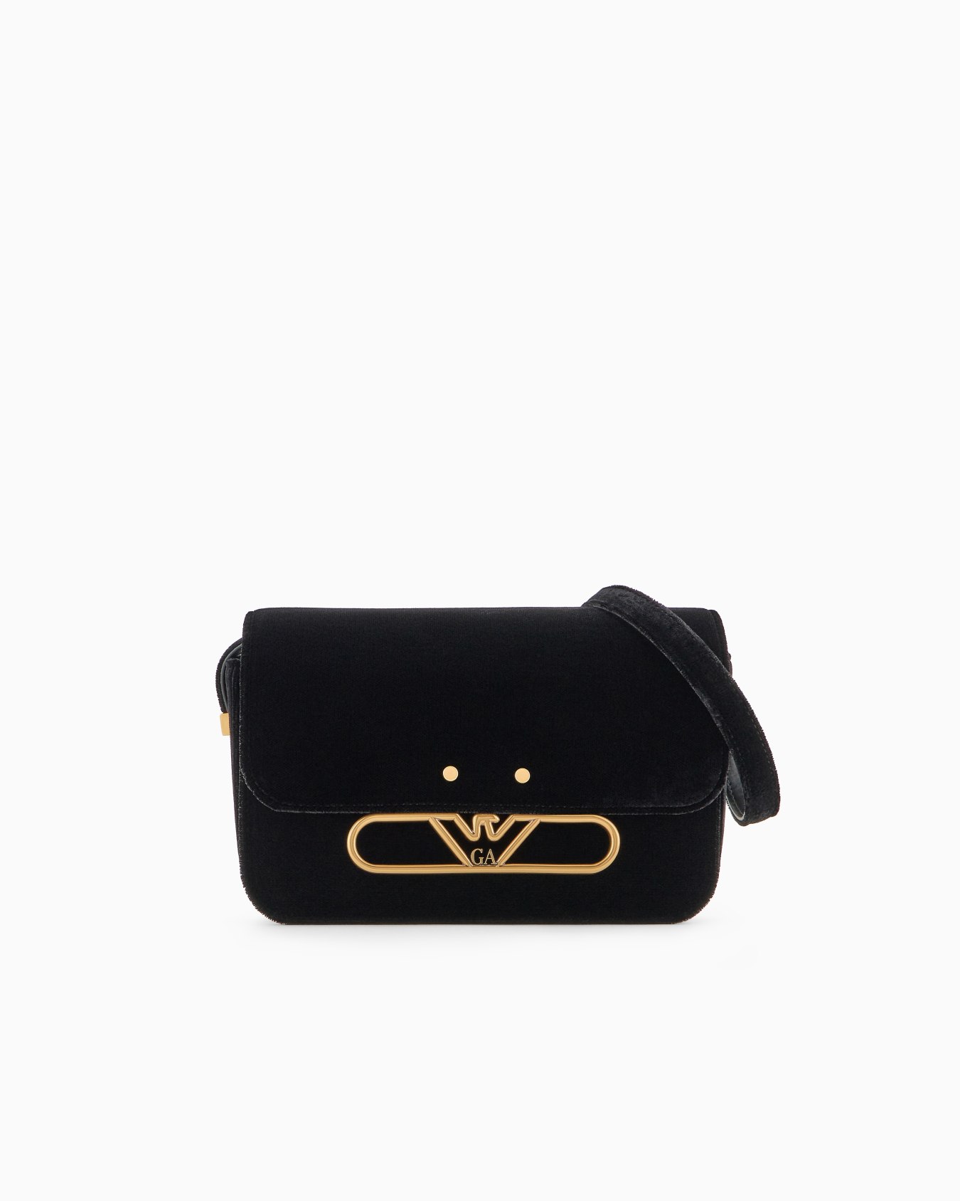 Sac à bandoulière en velours avec logo aigle en métal Diapositive 0