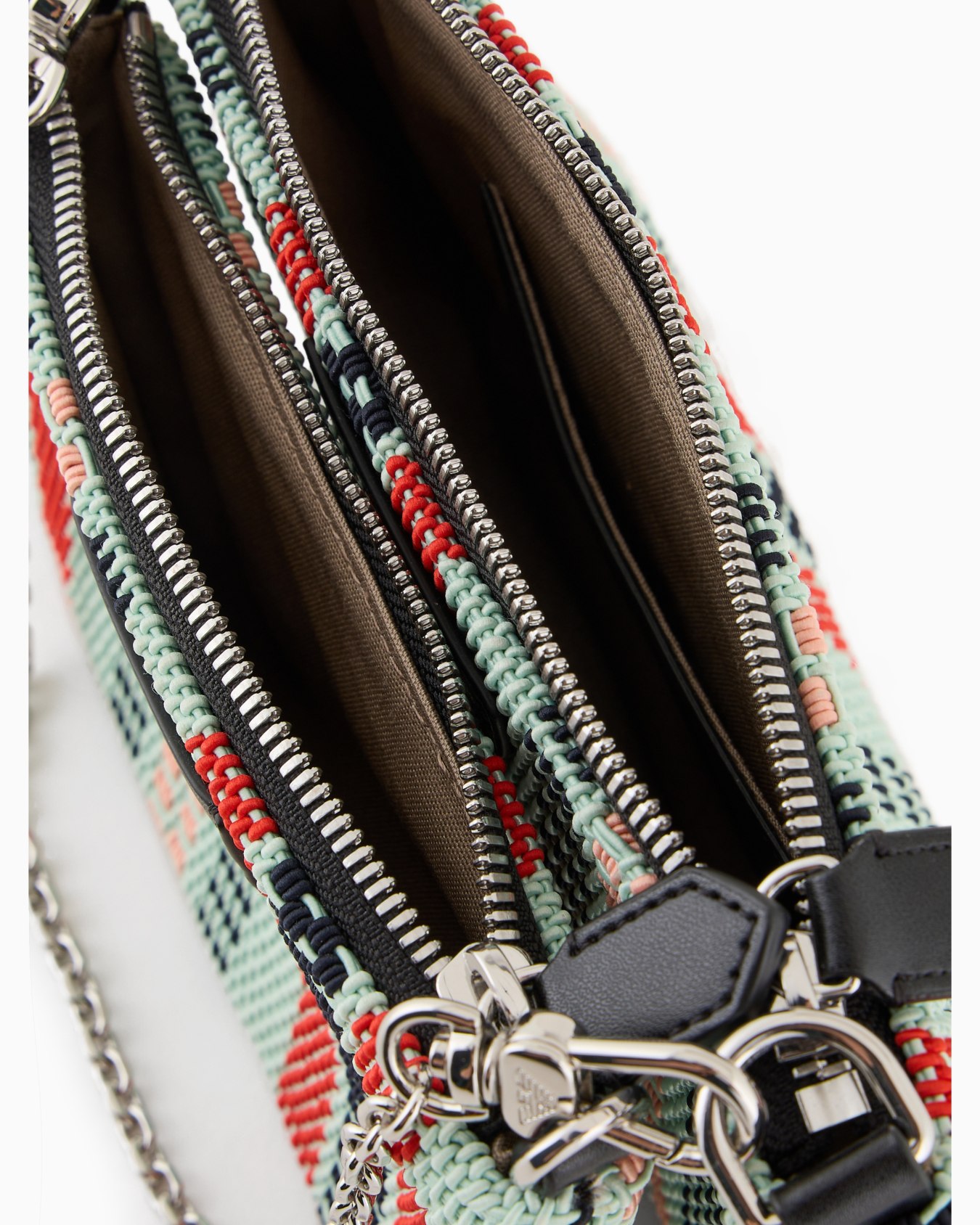 Double mini shoulder bag in basketweave Slide 3