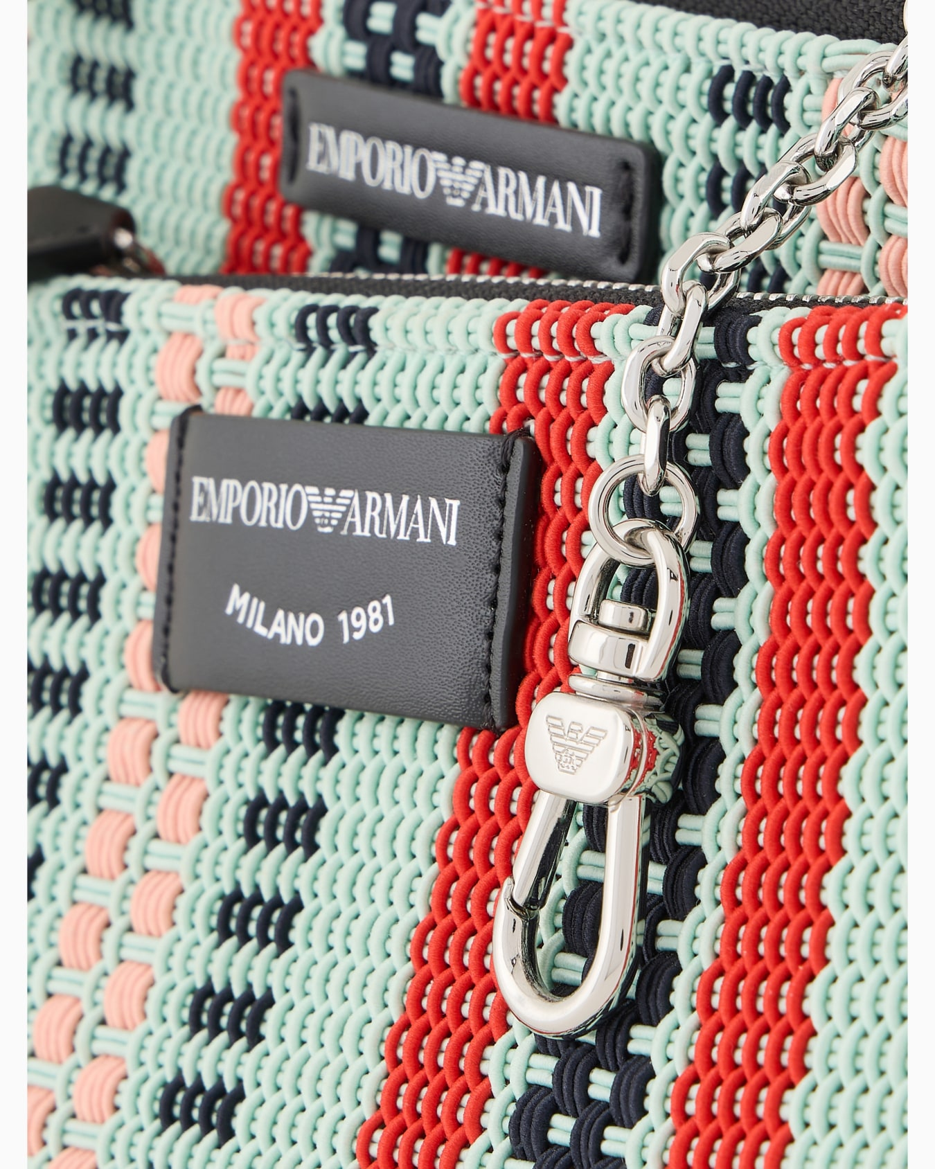 Double mini shoulder bag in basketweave Slide 4
