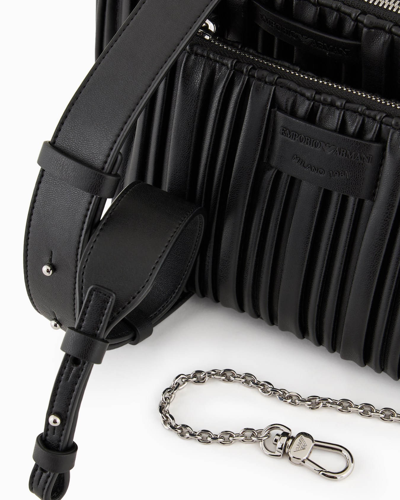 ASV double mini shoulder bag in pleated, recycled faux nappa leather Slide 4