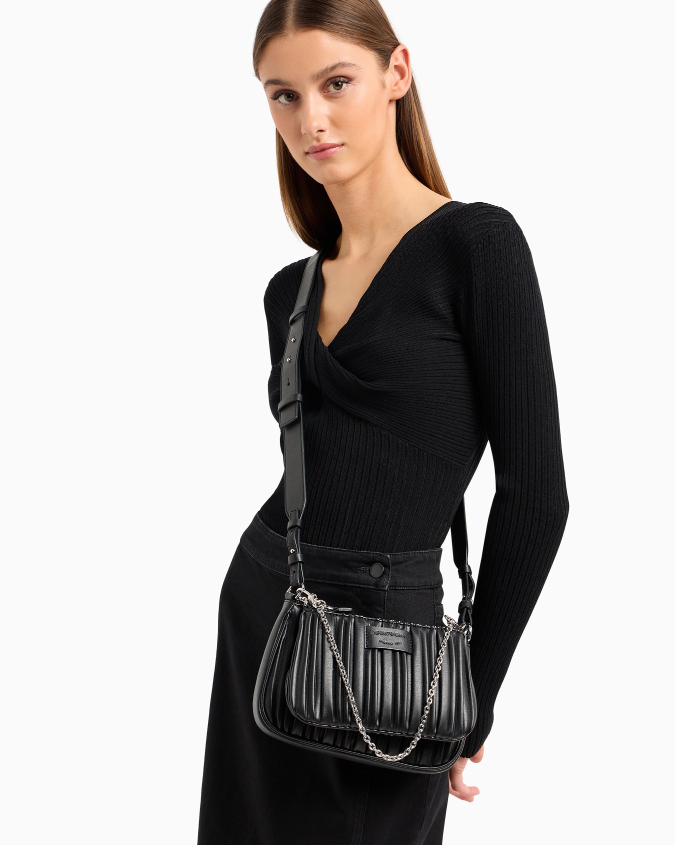 ASV double mini shoulder bag in pleated, recycled faux nappa leather Slide 6
