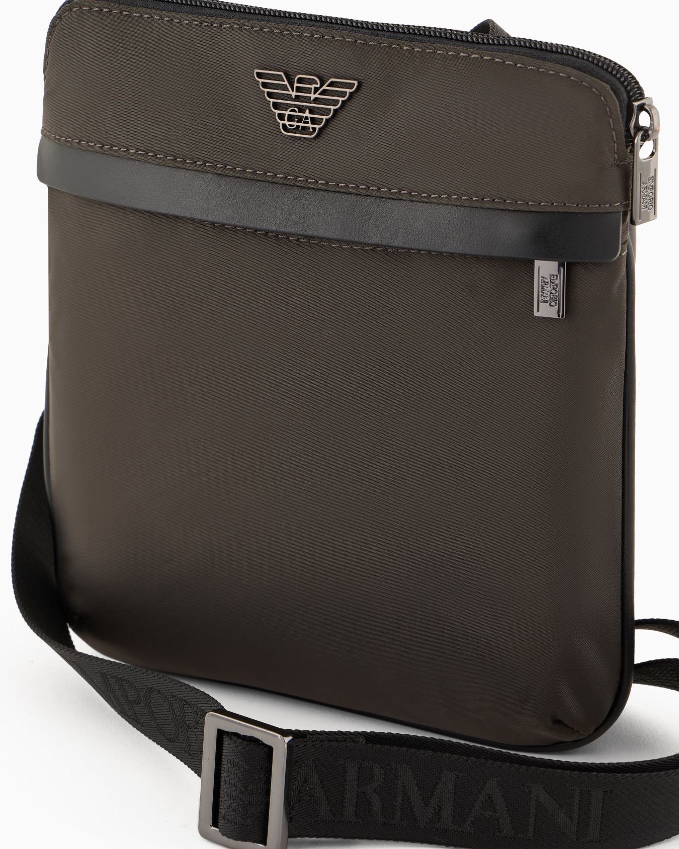 Flat Armani Sustainability Values crossbody bag in recycled nylon Slide 4