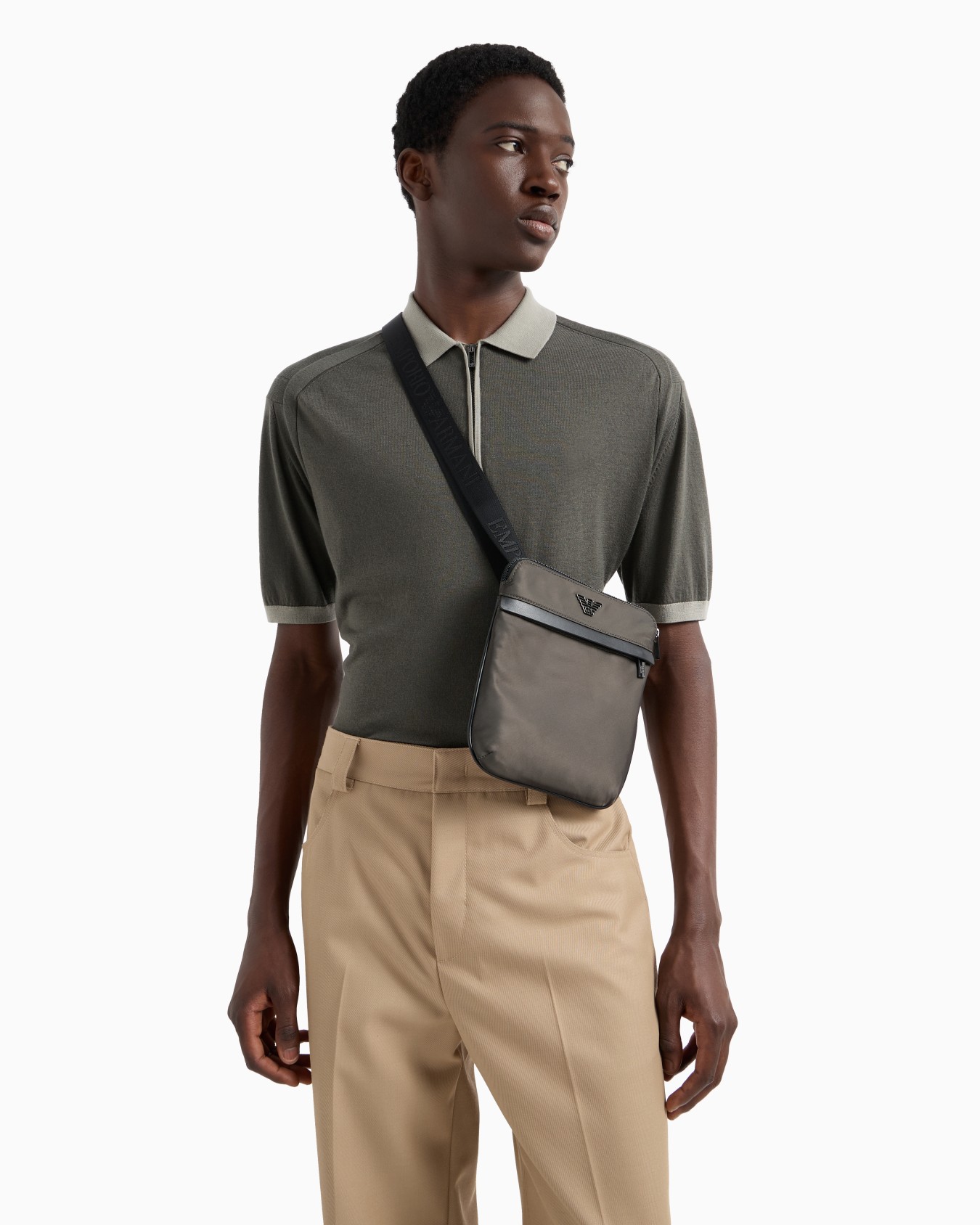 Flat Armani Sustainability Values crossbody bag in recycled nylon Slide 5