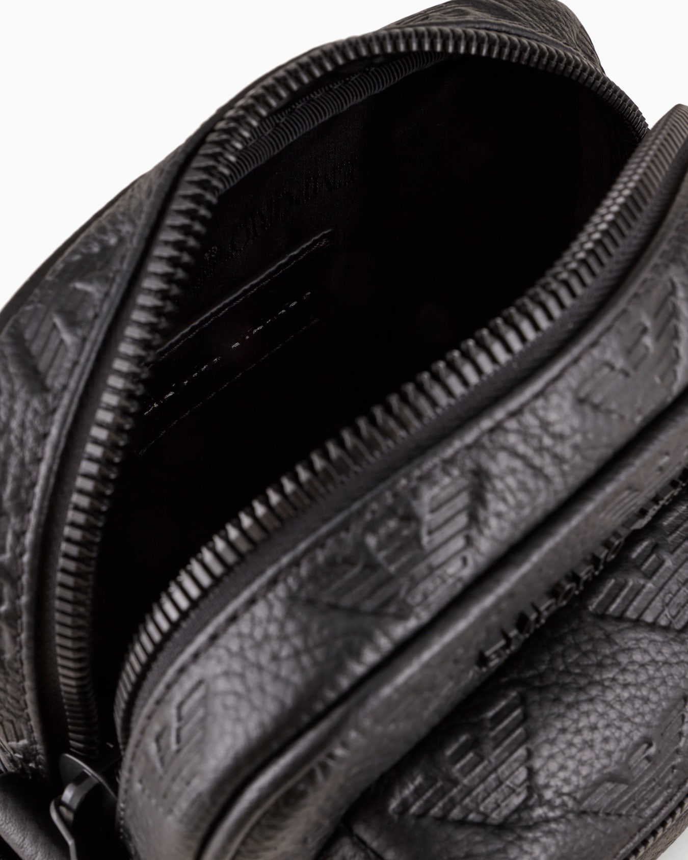 Leather crossbody bag with all-over embossed eagle Slide 3