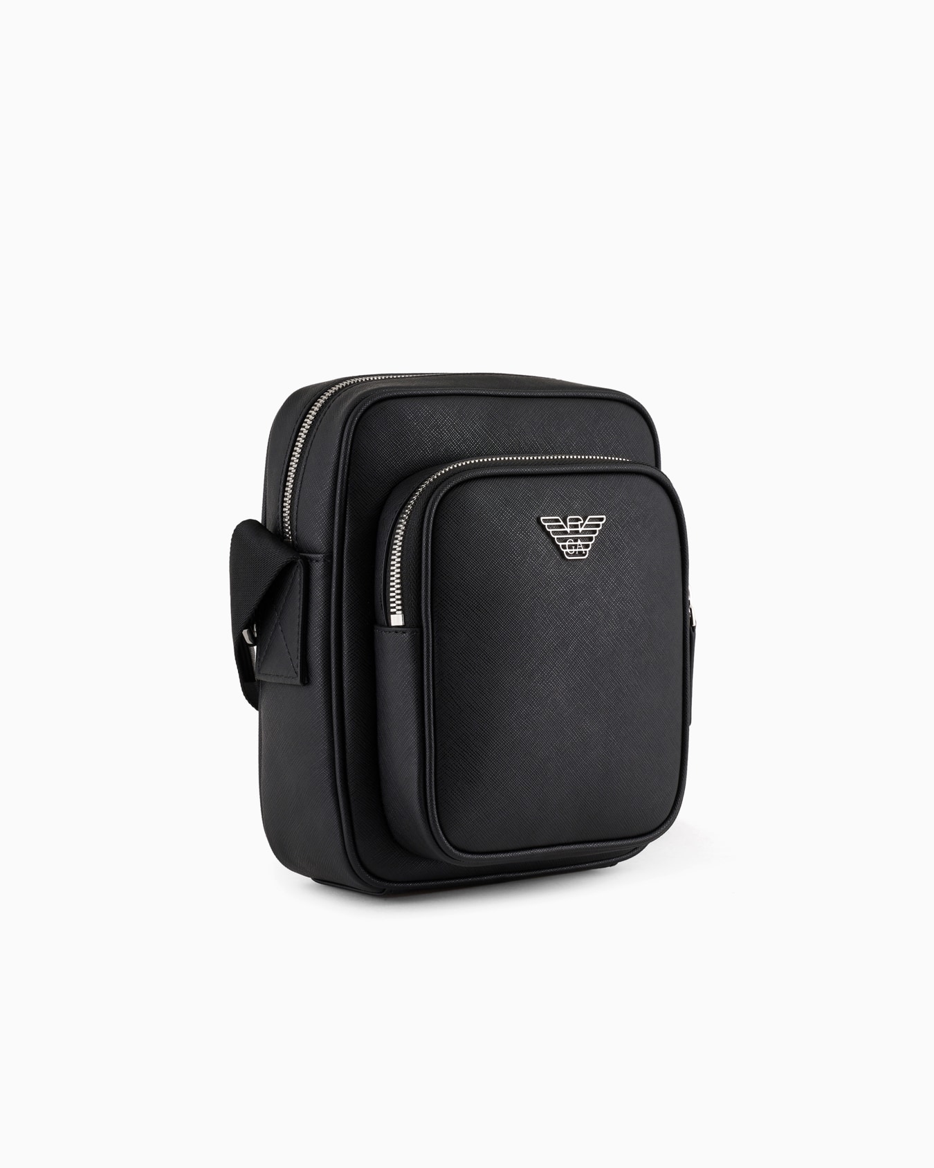 Bolso bandolera de piel saffiano regenerada con placa de águila ASV Diapositiva 1