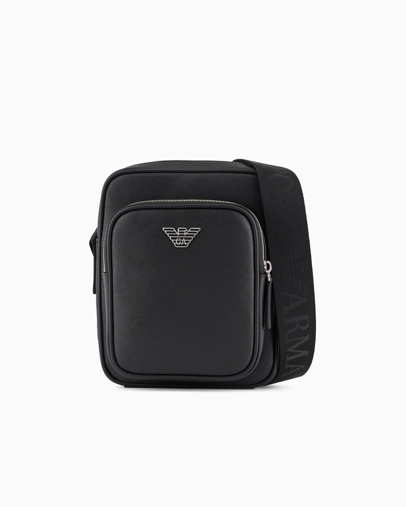 Bolso bandolera de piel saffiano regenerada con placa de águila ASV Diapositiva 0