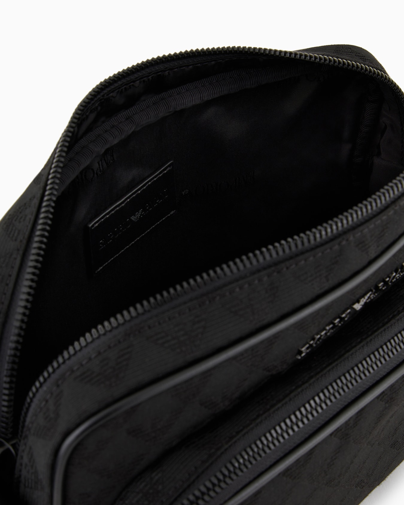 Nylon shoulder bag with all-over jacquard eagle Slide 3