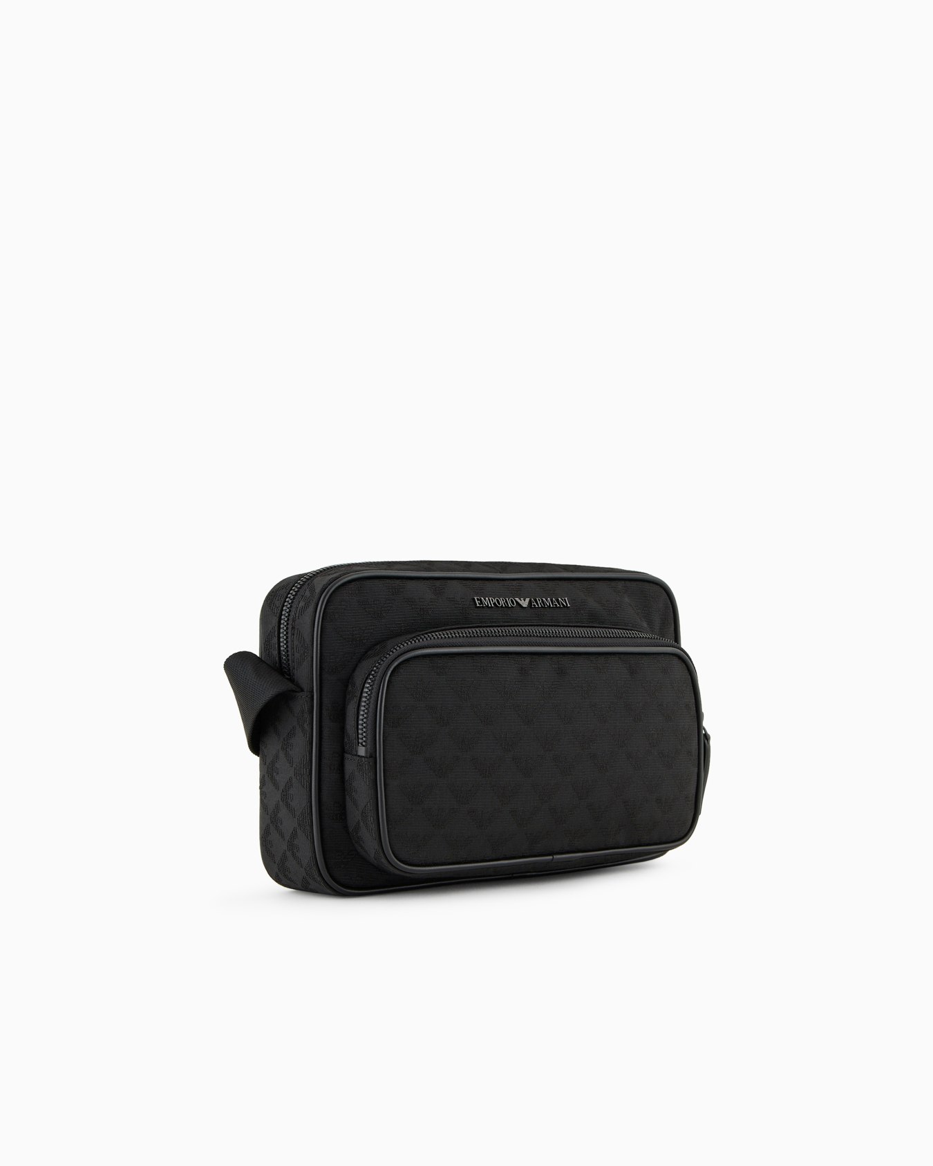 Nylon shoulder bag with all-over jacquard eagle Slide 1