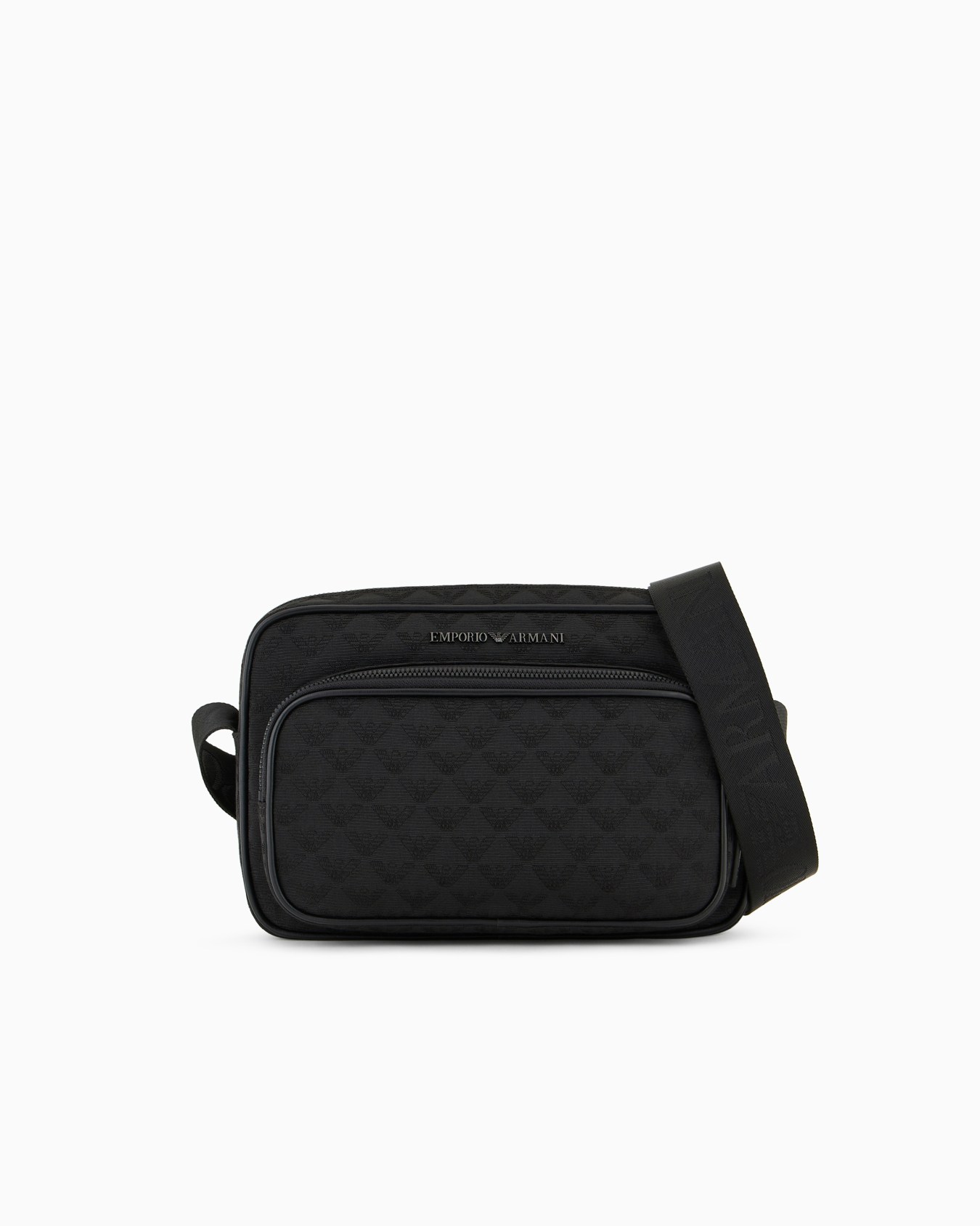 Nylon shoulder bag with all-over jacquard eagle Slide 0