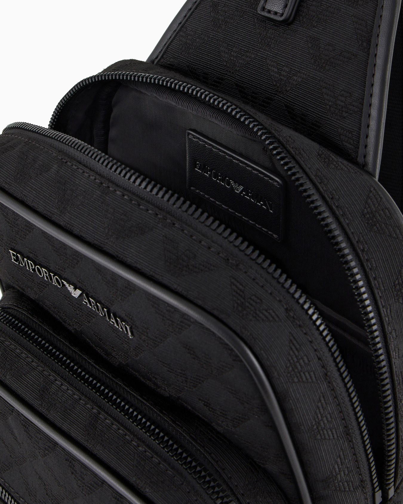 Nylon one-shoulder backpack with all-over jacquard eagle Slide 3