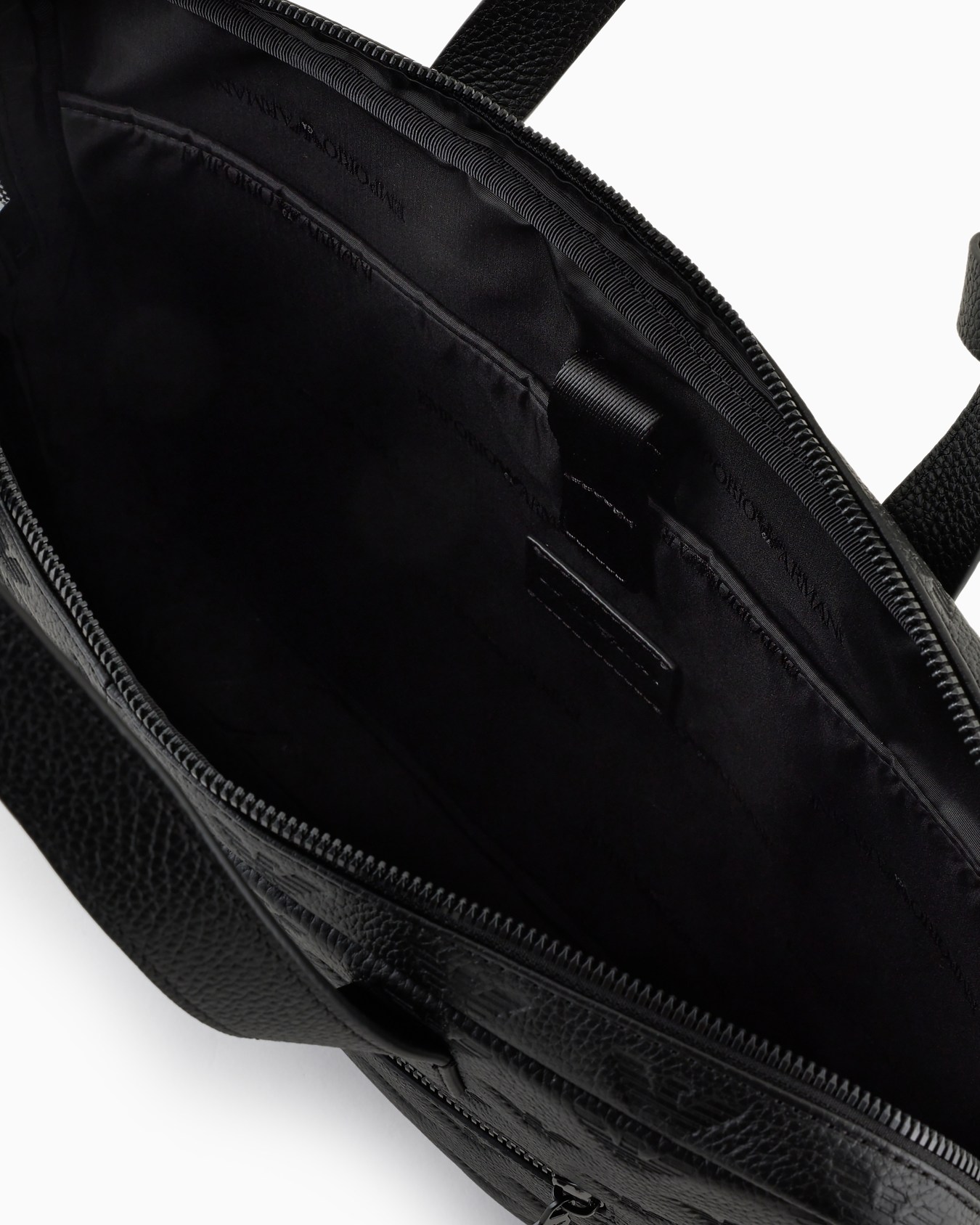 Business bag in leather with all-over embossed eagle Slide 3