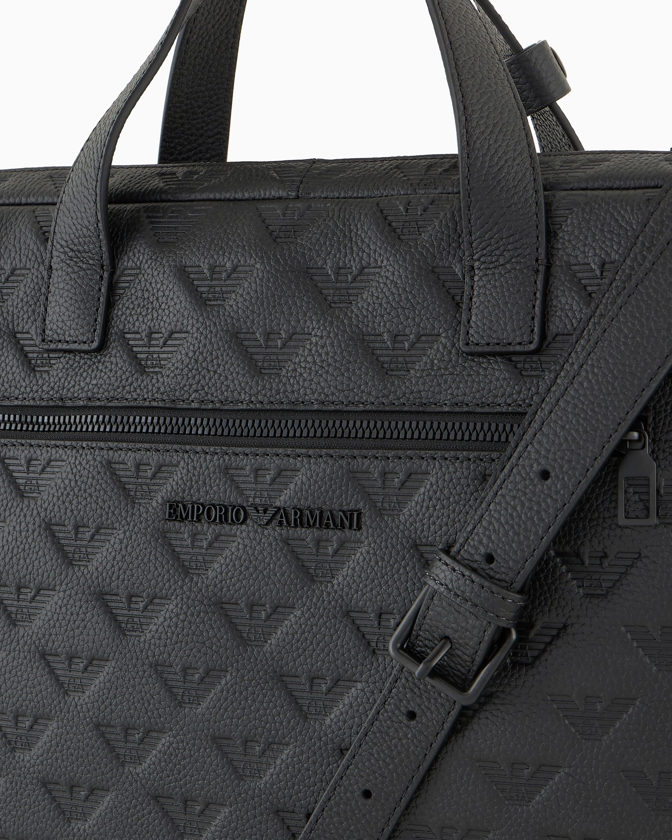 Business bag in leather with all-over embossed eagle Slide 4