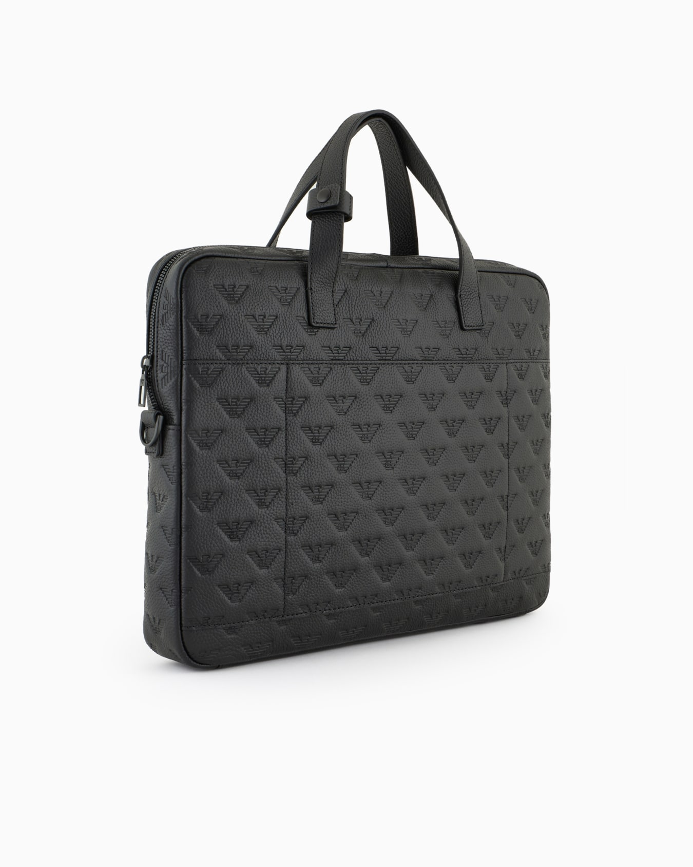 Business bag in leather with all-over embossed eagle Slide 1