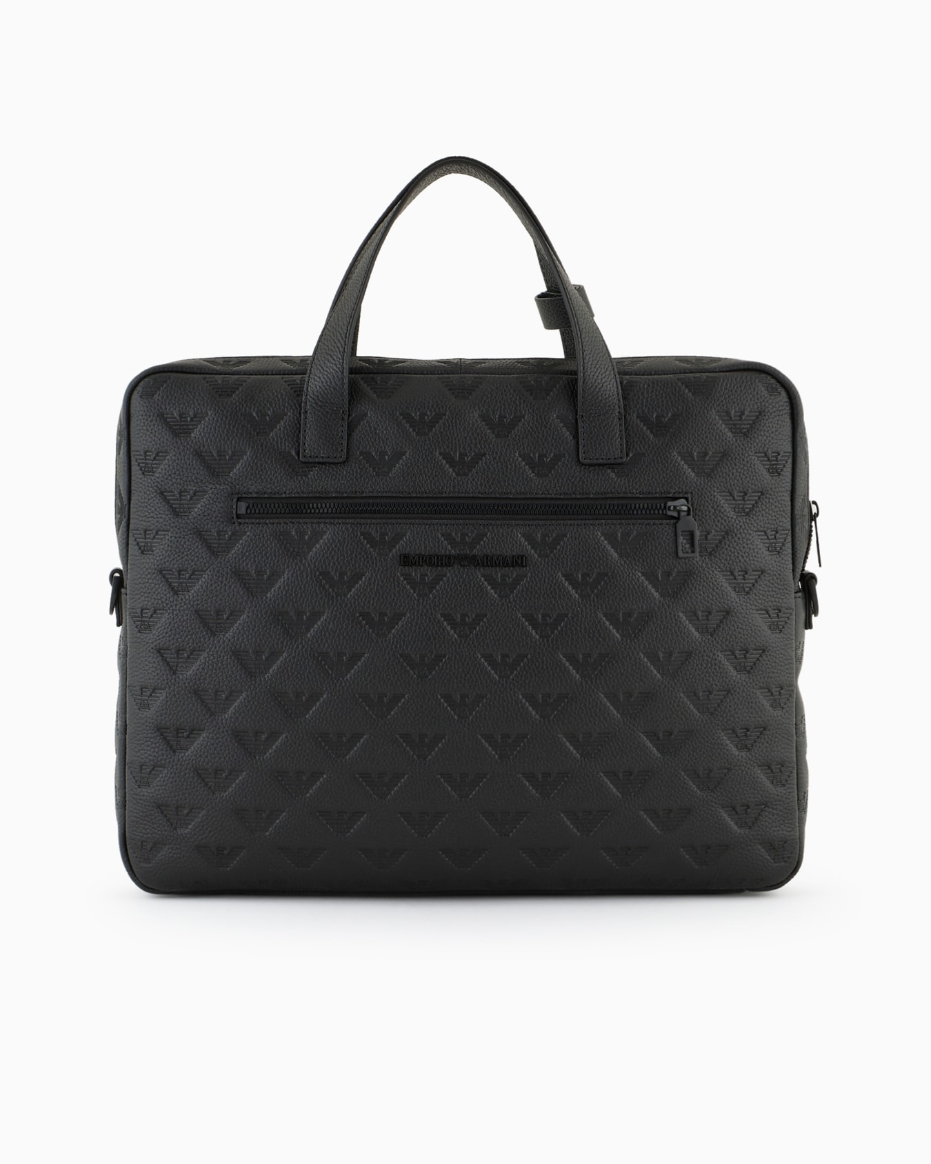 Business bag in leather with all-over embossed eagle Slide 0