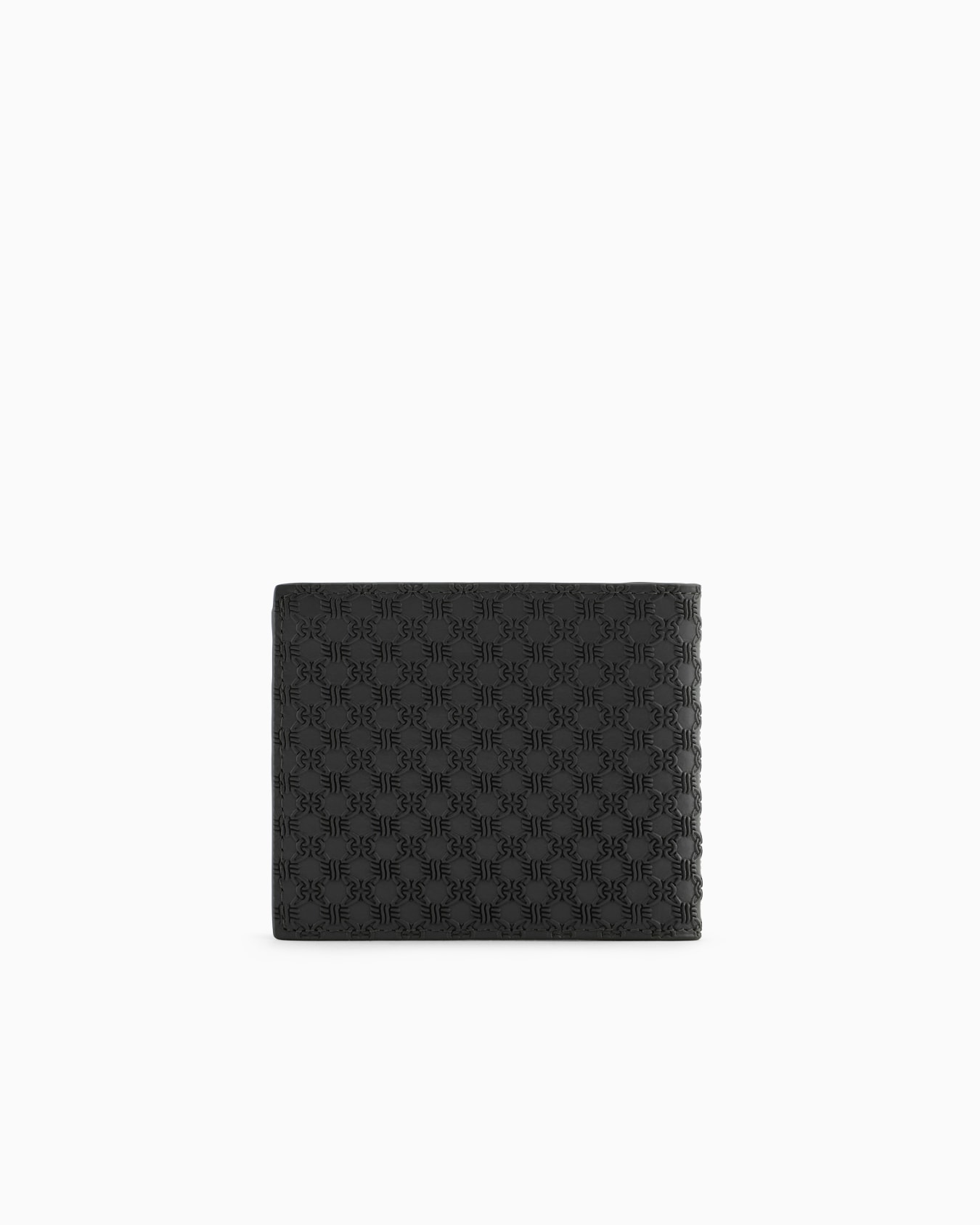 Leather bifold wallet with all-over embossed pattern Slide 1