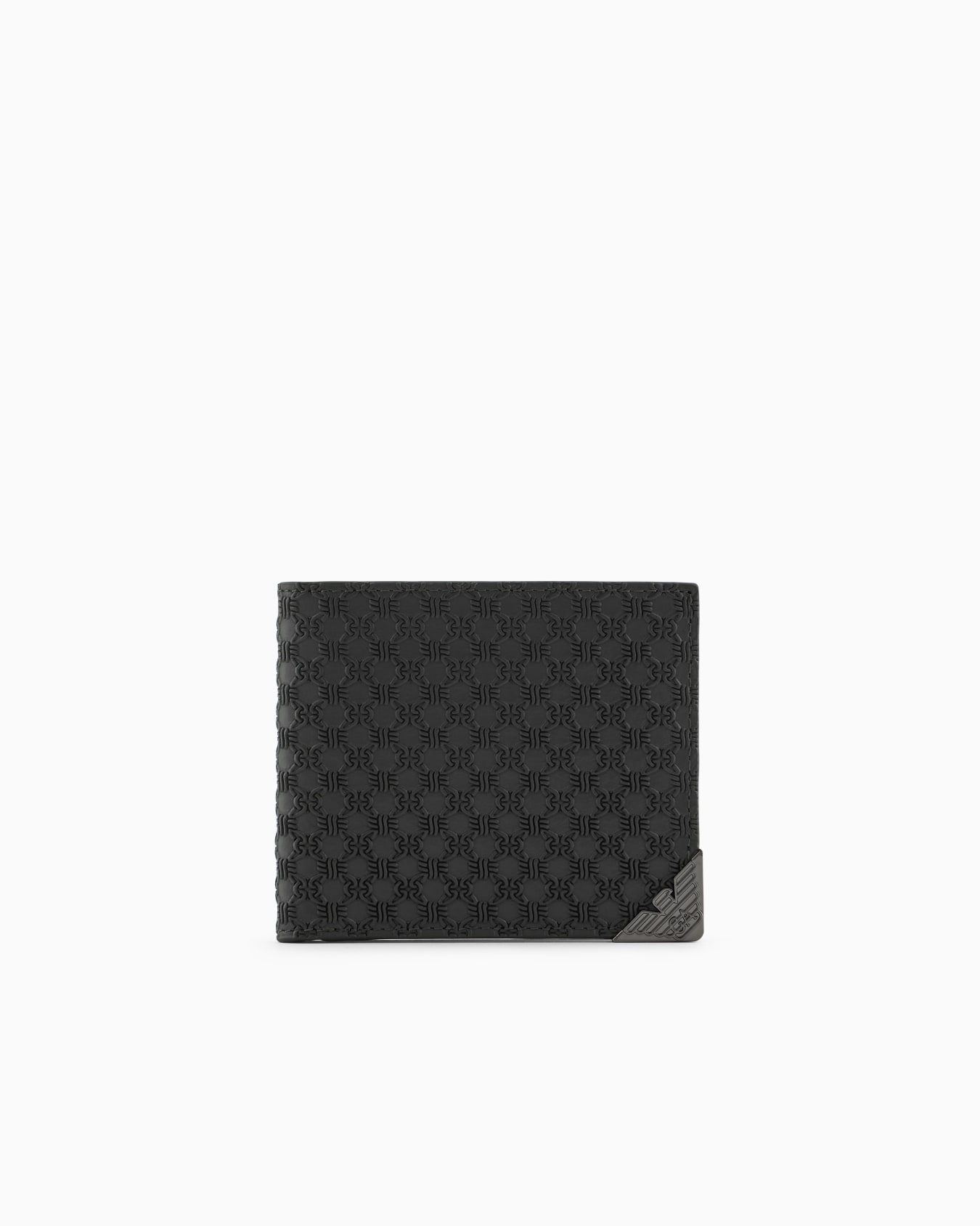 Leather bifold wallet with all-over embossed pattern Slide 0