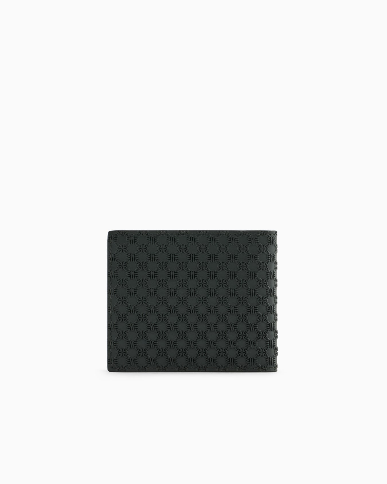 Leather bifold wallet with all-over embossed pattern Slide 1
