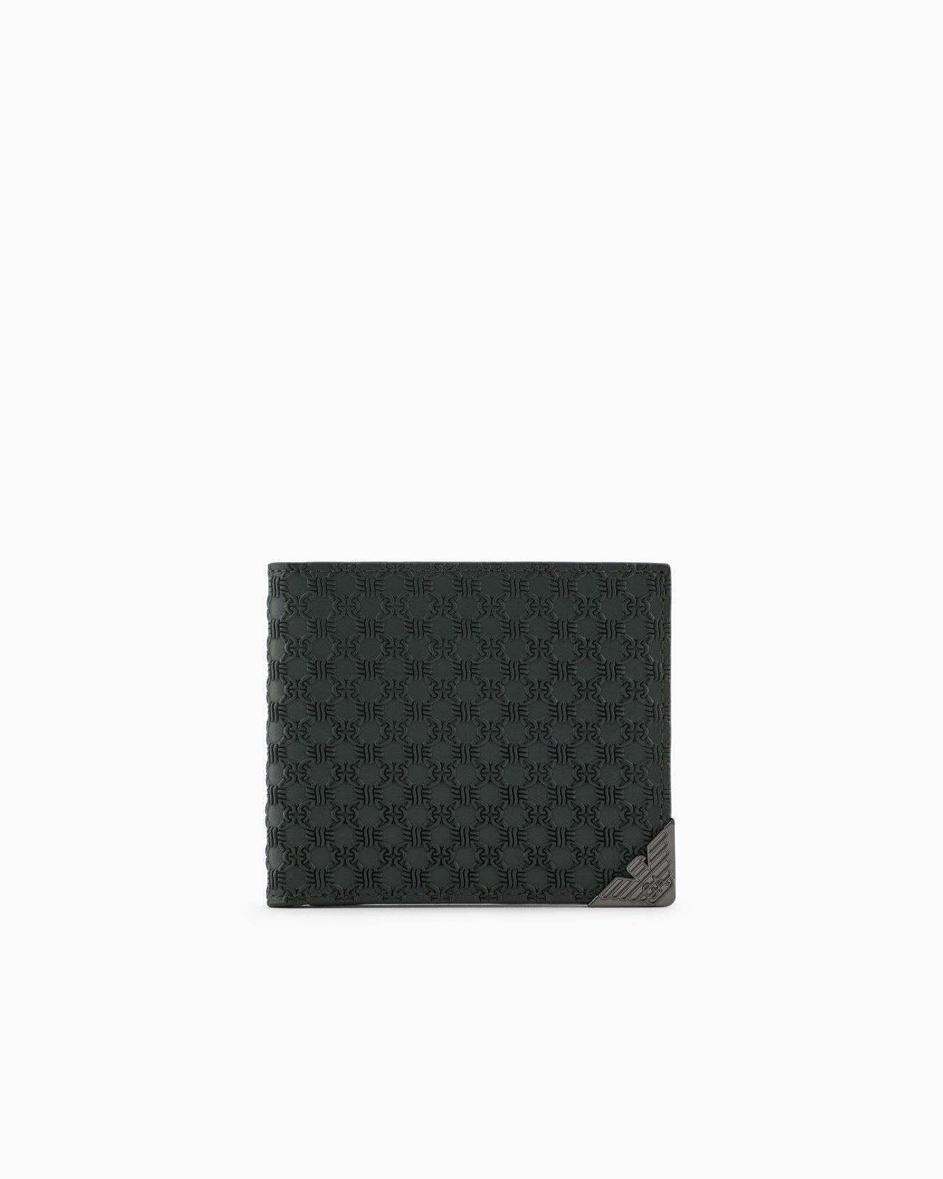 Leather bifold wallet with all-over embossed pattern Slide 0