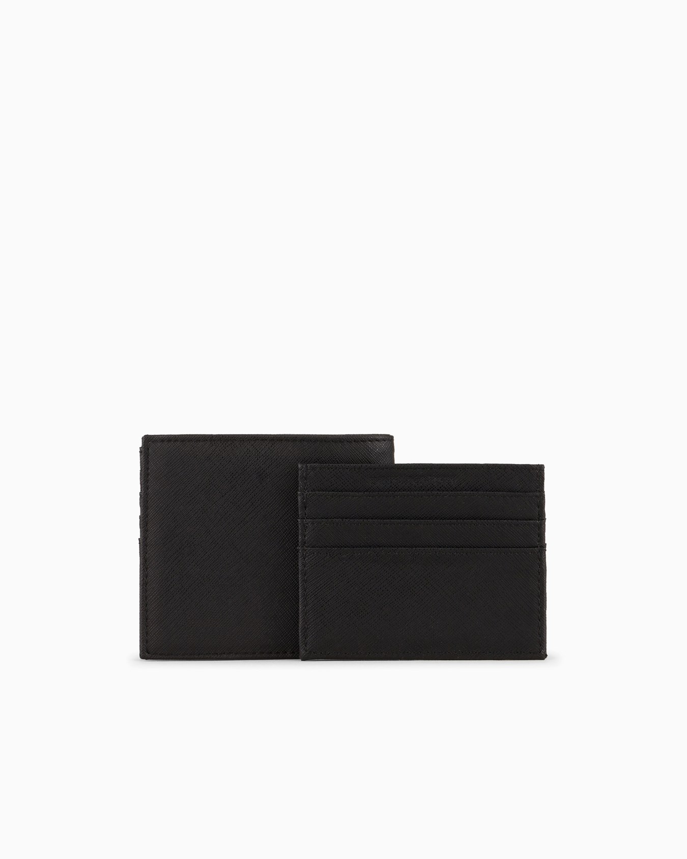 ASV gift box containing regenerated Saffiano leather wallet and card holder with eagle plate Slide 1