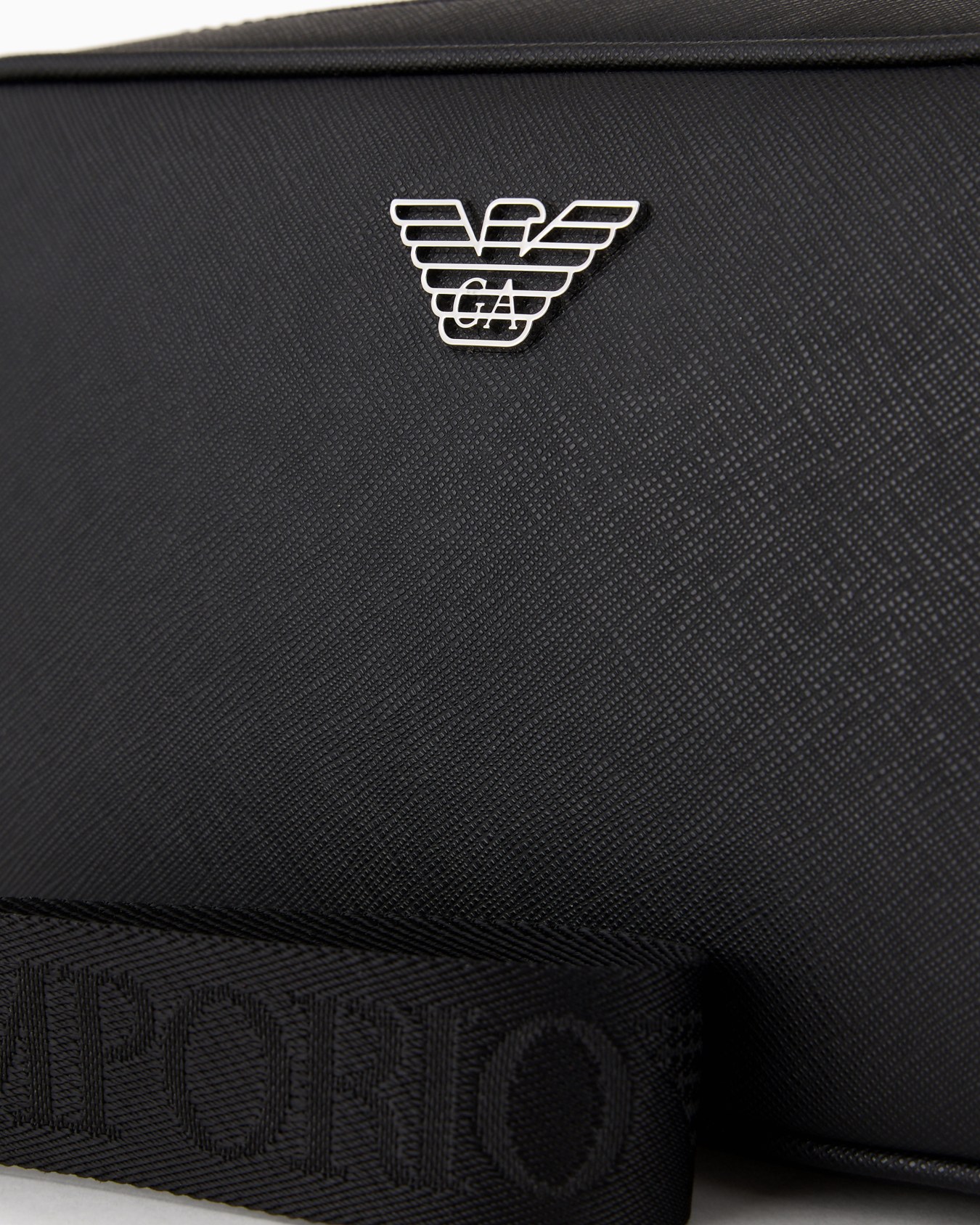 ASV regenerated Saffiano leather washbag with eagle plate Slide 3