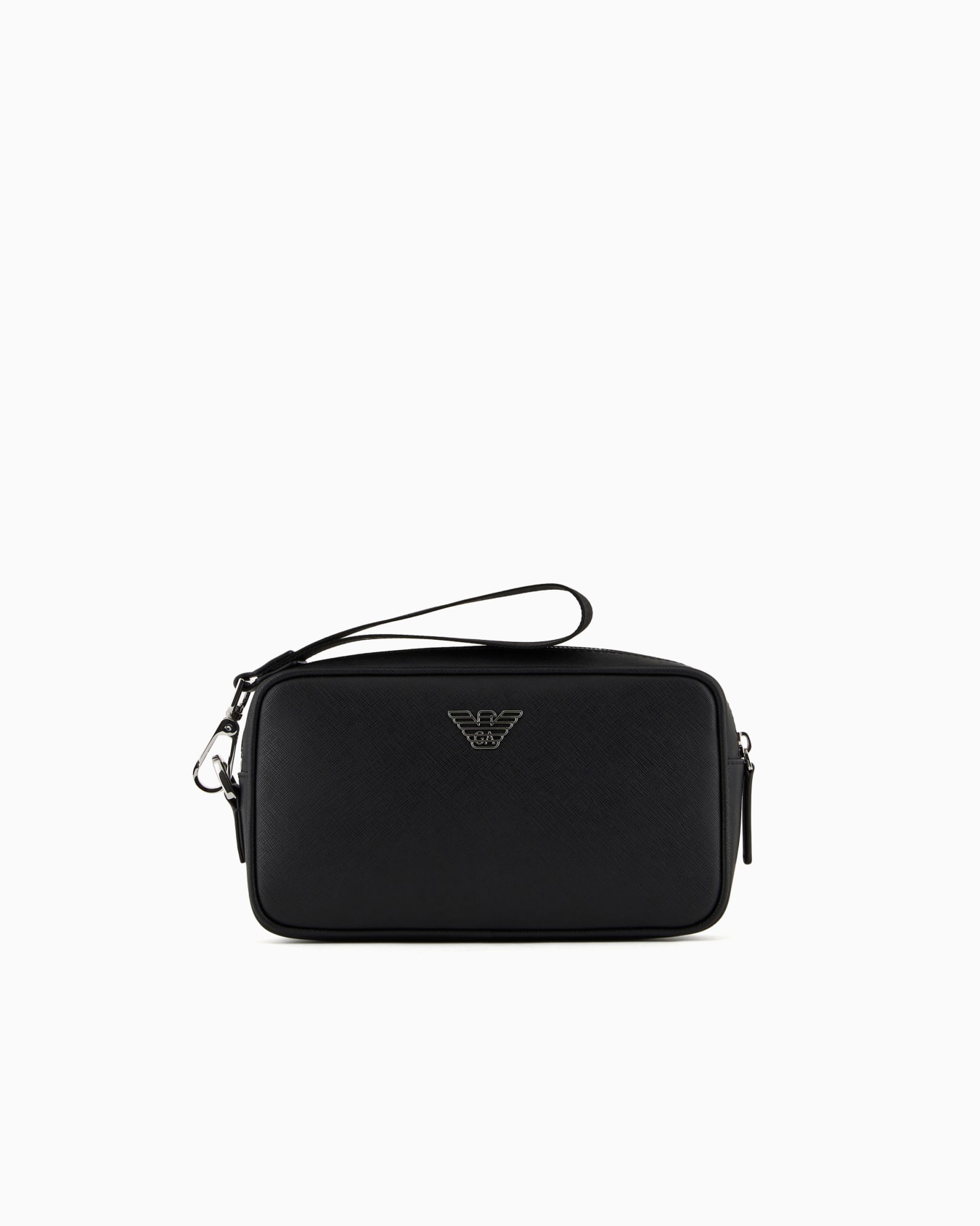 ASV regenerated Saffiano leather washbag with eagle plate Slide 0