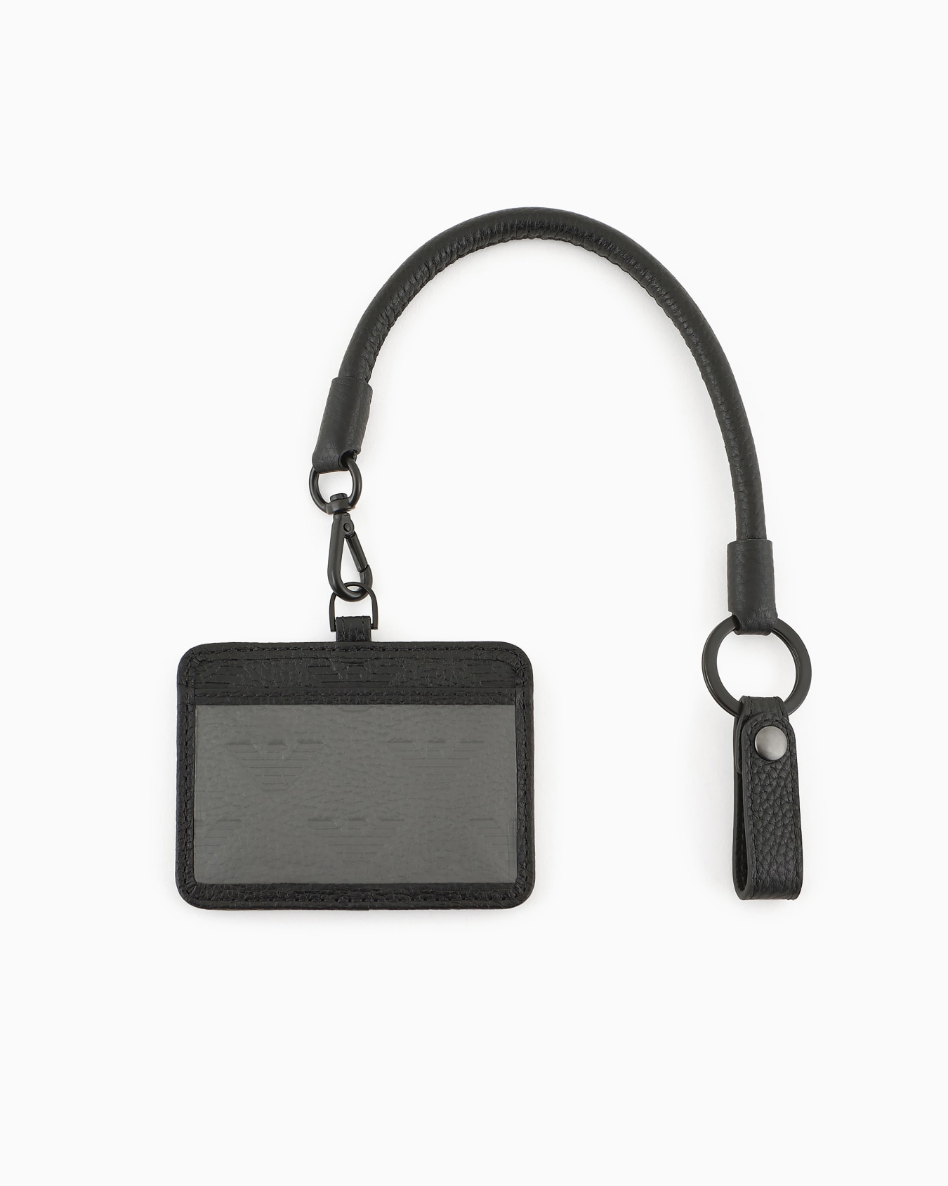 Leather card holder with all-over embossed eagle and clip Slide 2