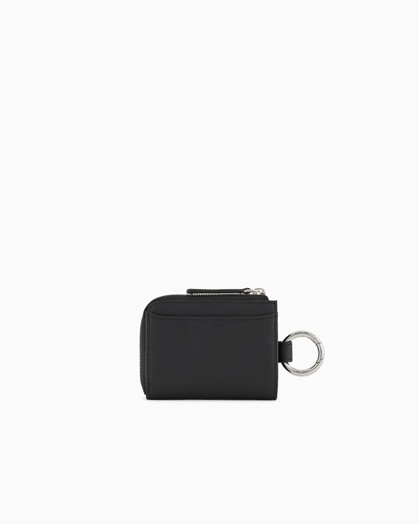 ASV regenerated Saffiano leather compact wallet with eagle plate and snap hook Slide 1