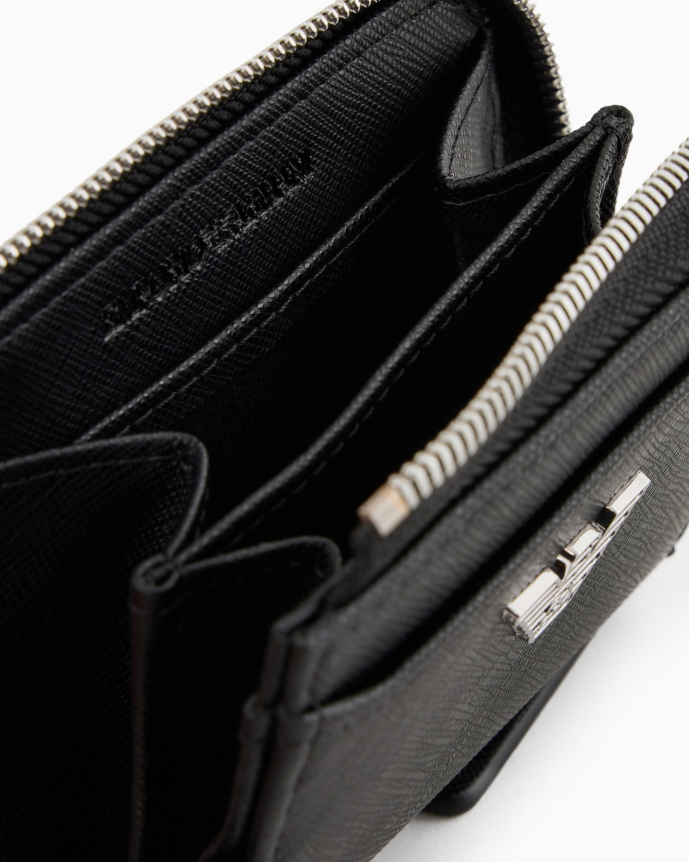 ASV regenerated Saffiano leather compact wallet with eagle plate and snap hook Slide 2