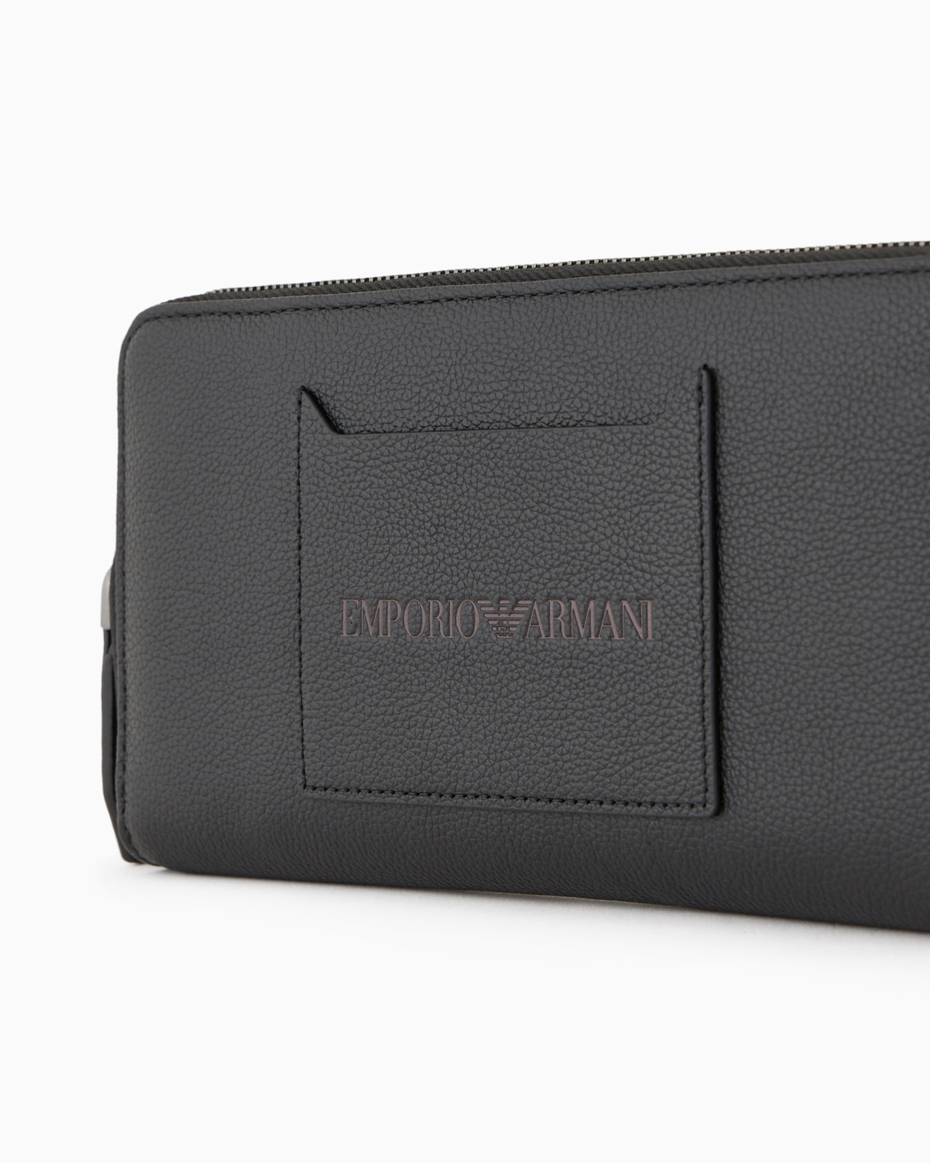 Tumbled-leather zip-around wallet with outer pocket Slide 3