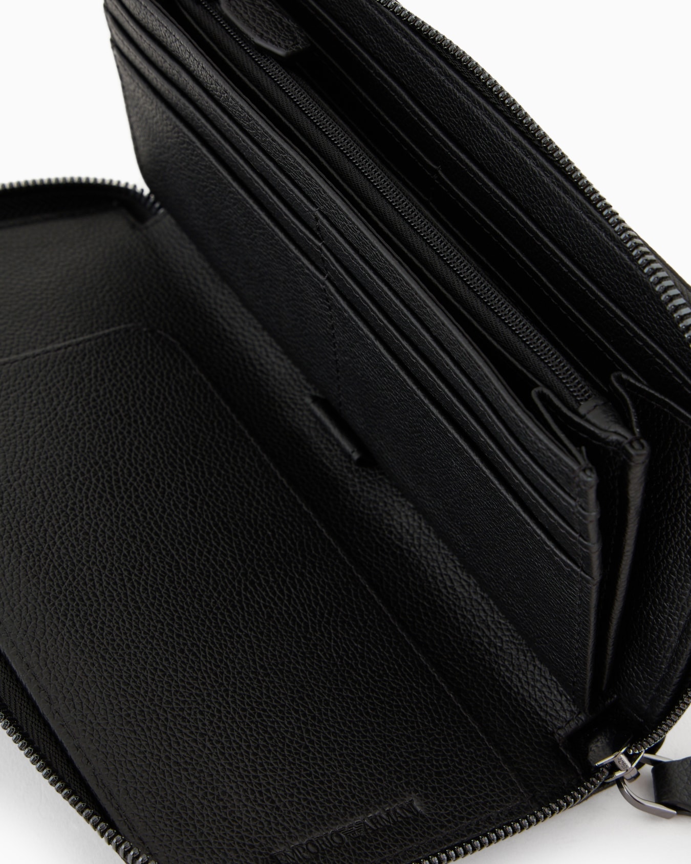Tumbled-leather zip-around wallet with outer pocket Slide 2