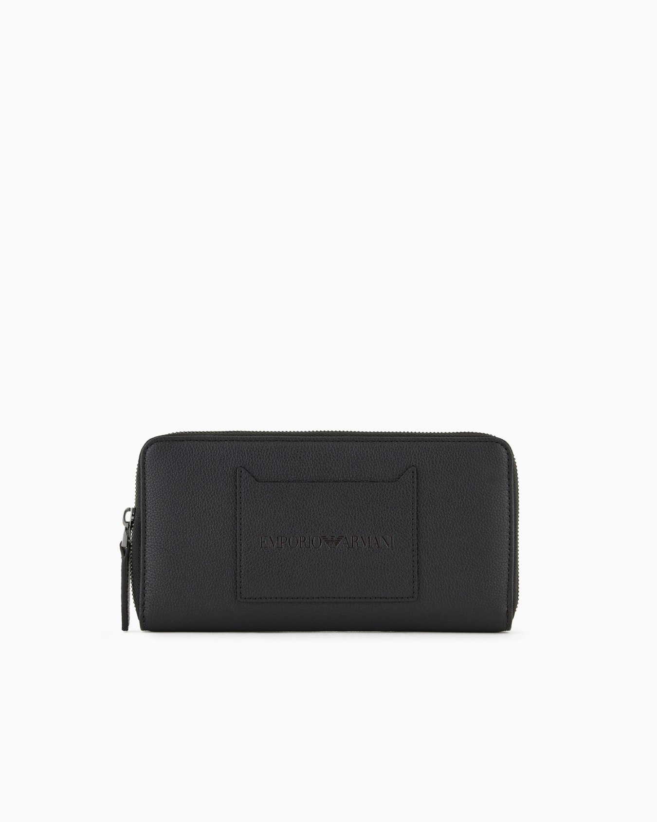 Tumbled-leather zip-around wallet with outer pocket Slide 0
