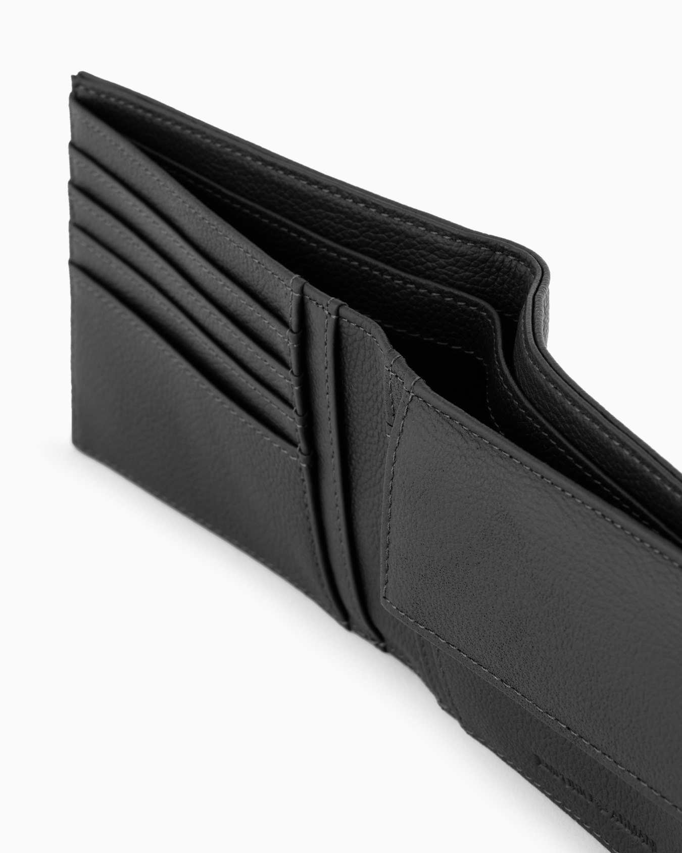 Tumbled-leather bi-fold wallet with outer pocket Slide 3