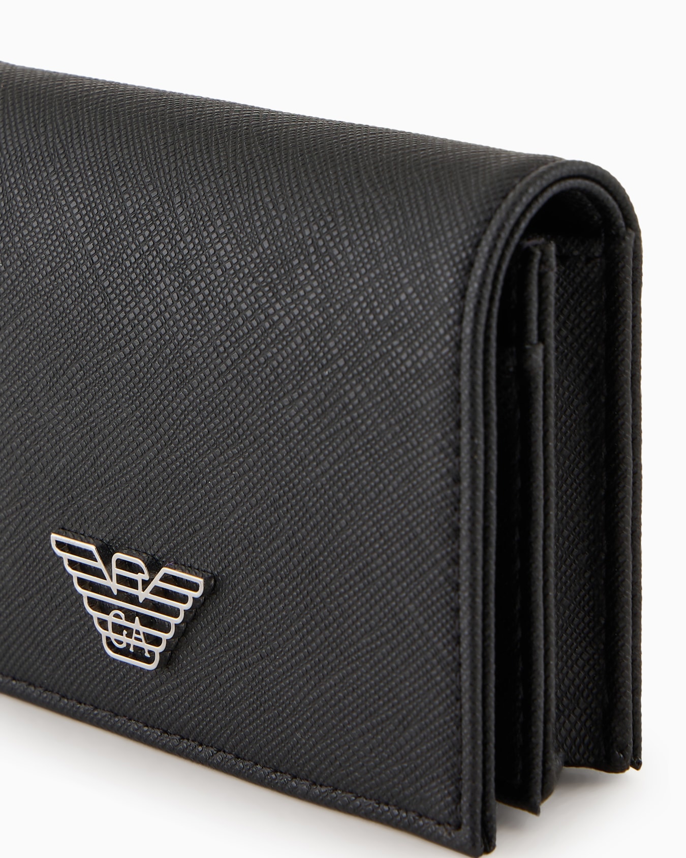ASV regenerated Saffiano leather card holder with flap and eagle plate Slide 3