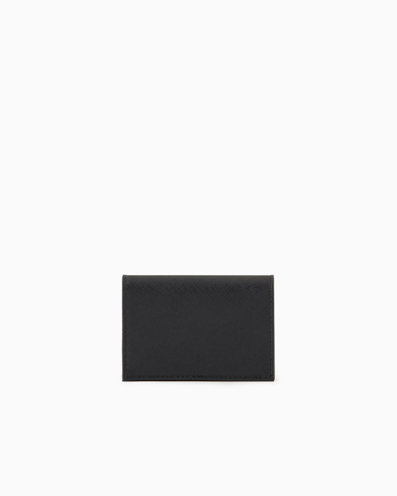 ASV regenerated Saffiano leather card holder with flap and eagle plate Slide 1