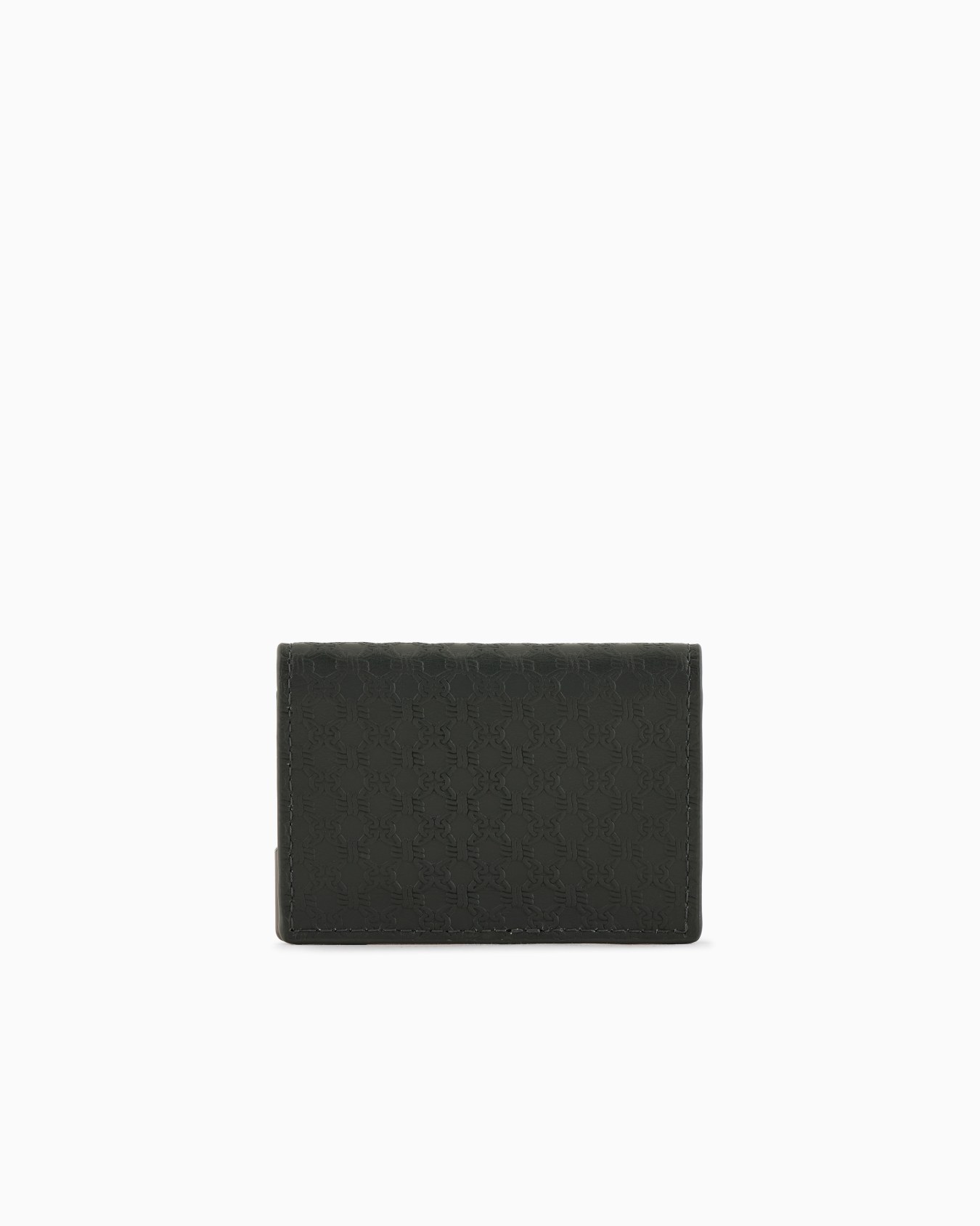 Leather card holder with flap and all-over embossed pattern Slide 1
