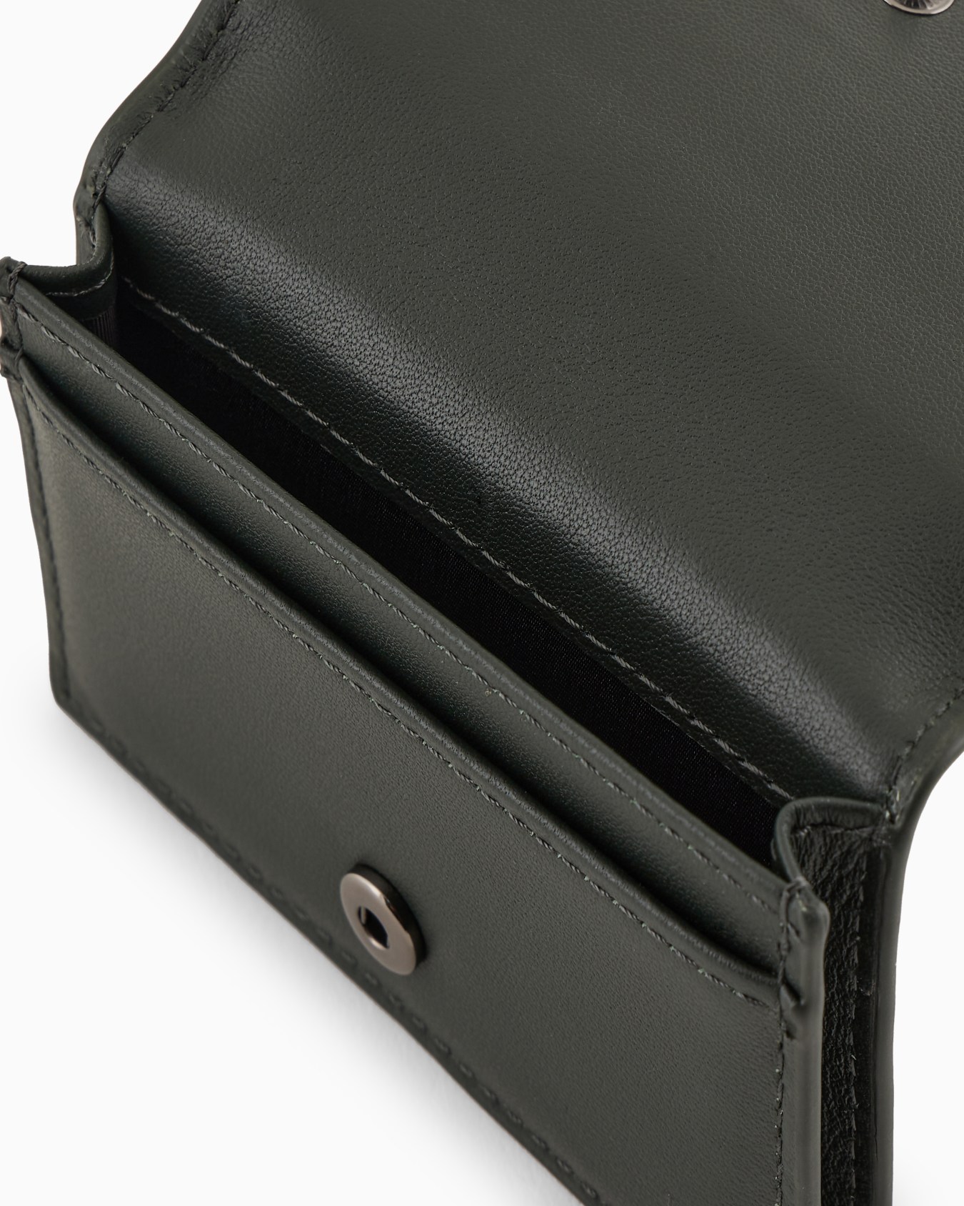 Leather card holder with flap and all-over embossed pattern Slide 2