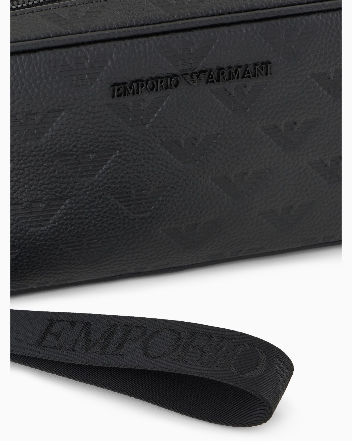 Leather washbag with all-over embossed eagle Slide 3