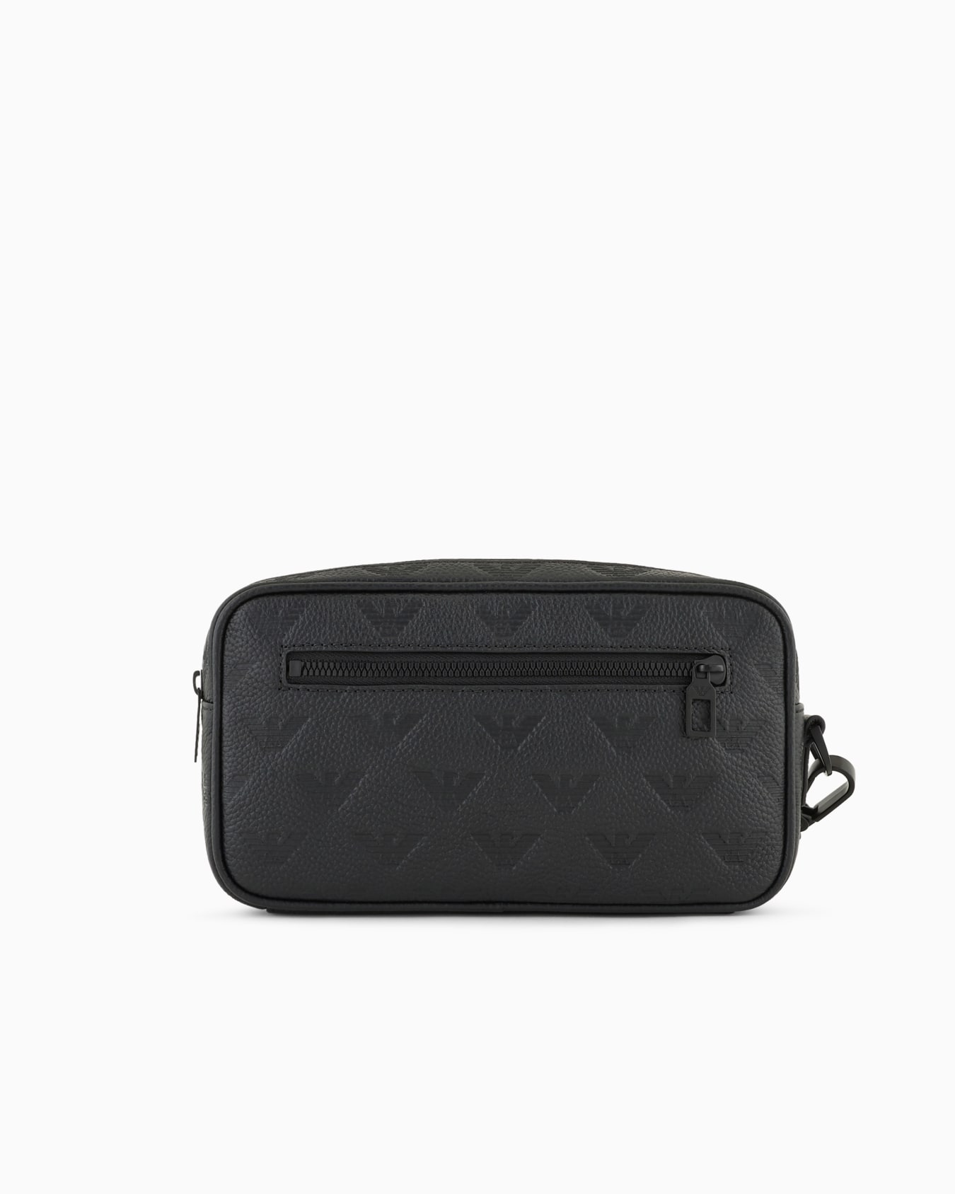 Leather washbag with all-over embossed eagle Slide 1