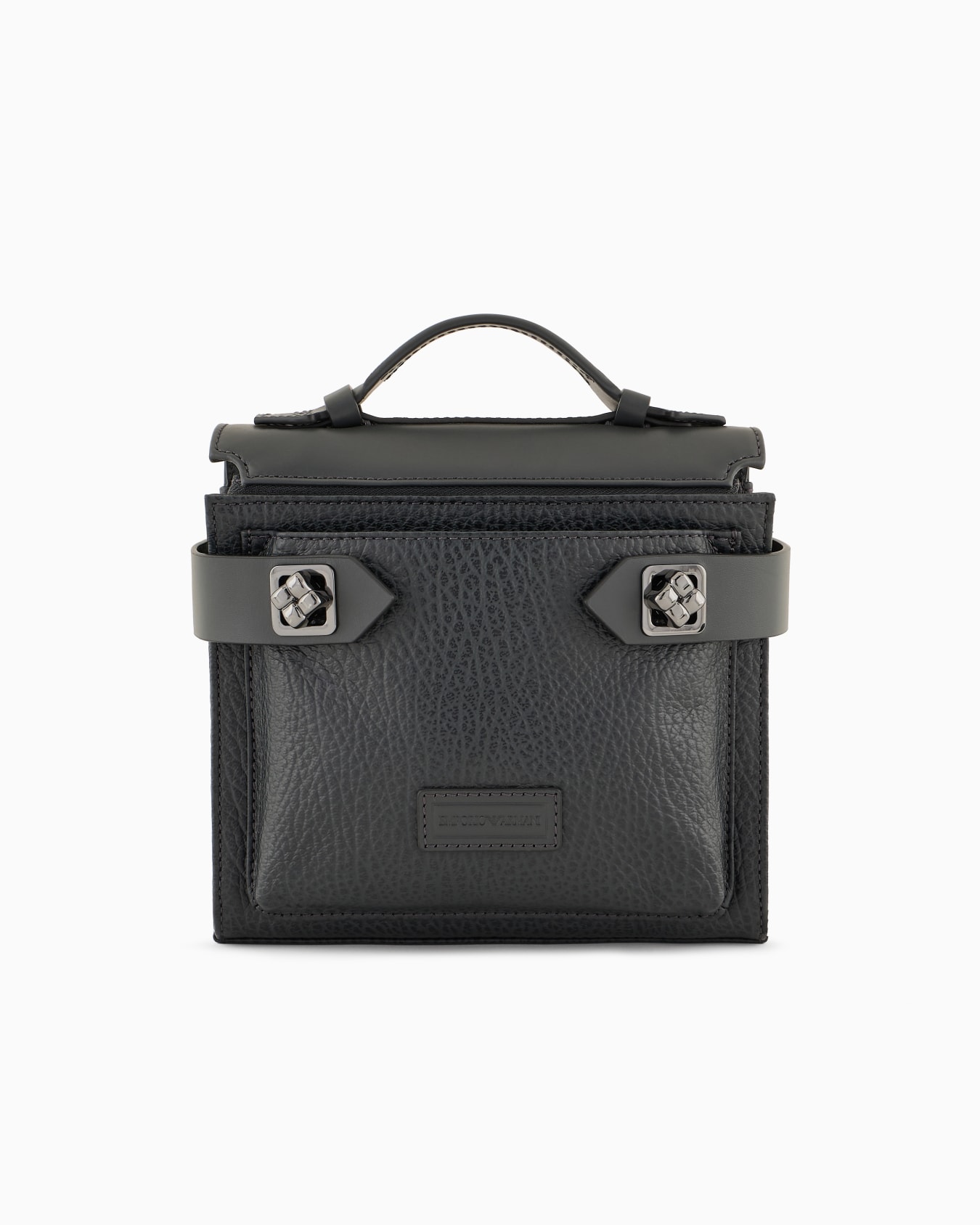 Pebbled-leather mini tote bag with smooth leather details Slide 0