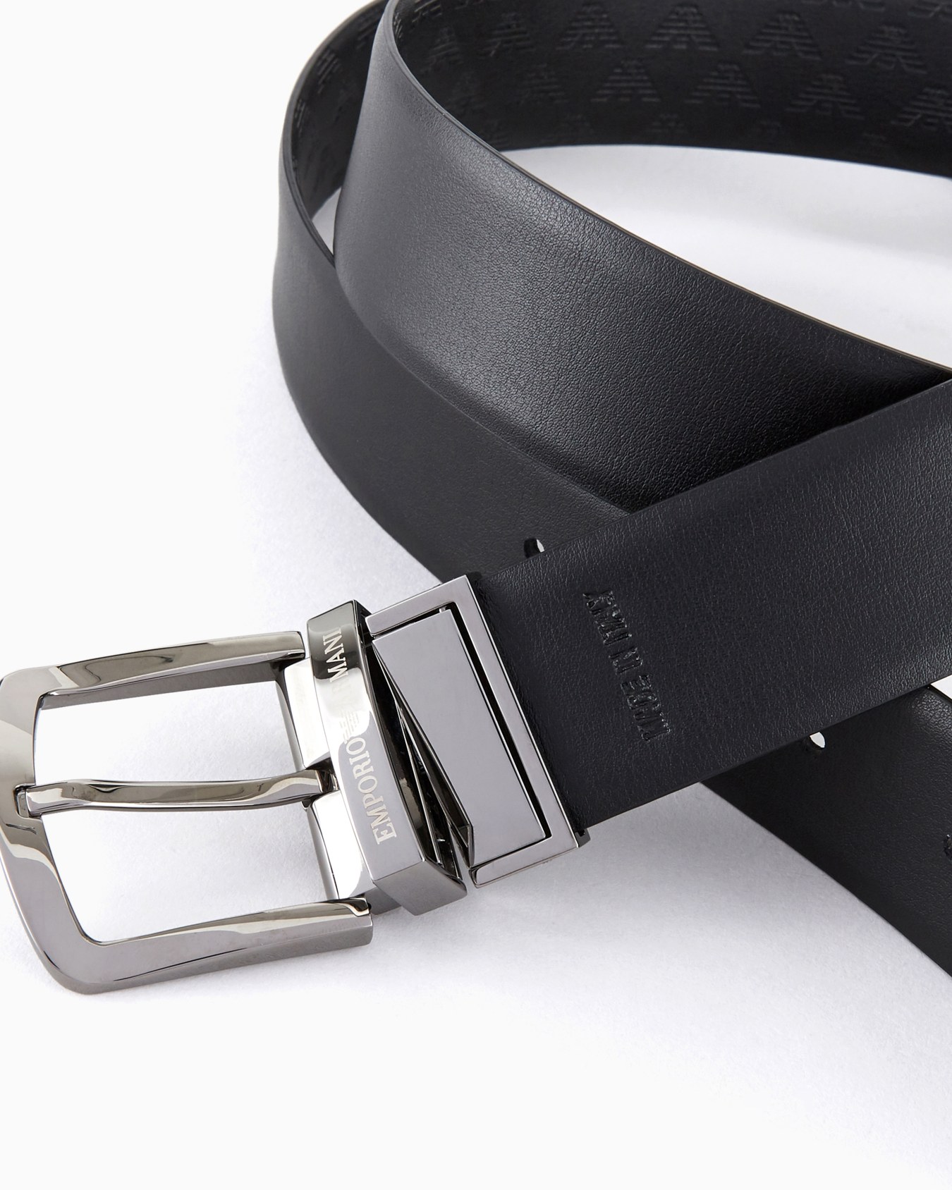 Reversible leather belt with all-over monogram Slide 1