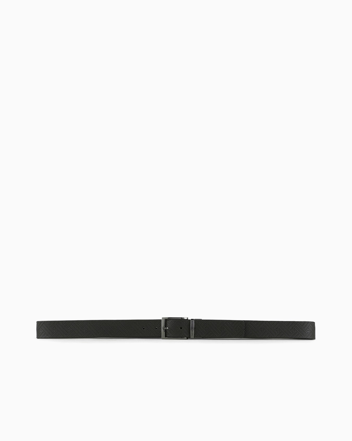 Reversible leather belt in weave print Slide 2