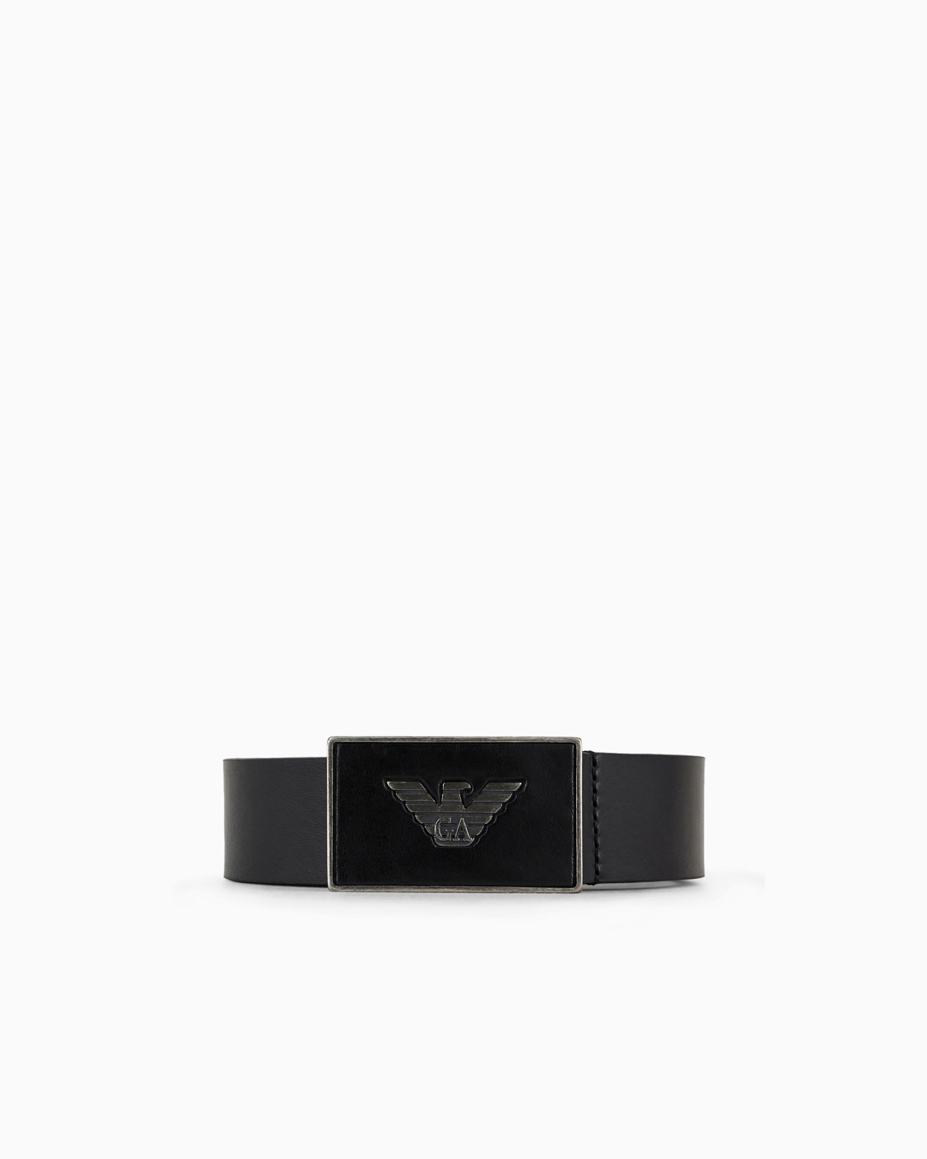 Leather belt with eagle plate Slide 0