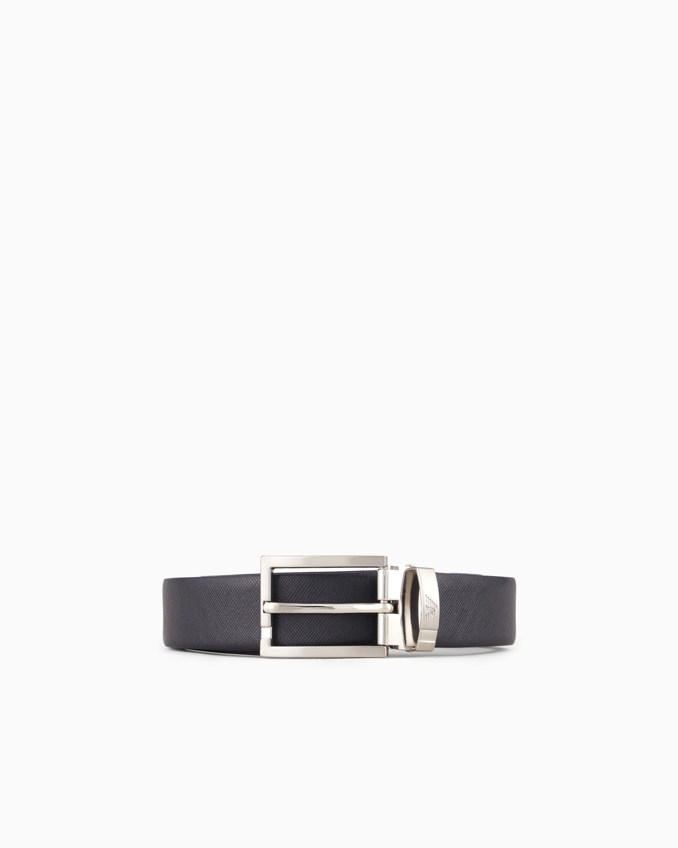 Reversible belt in two-tone leather with all-over embossed eagle Slide 0
