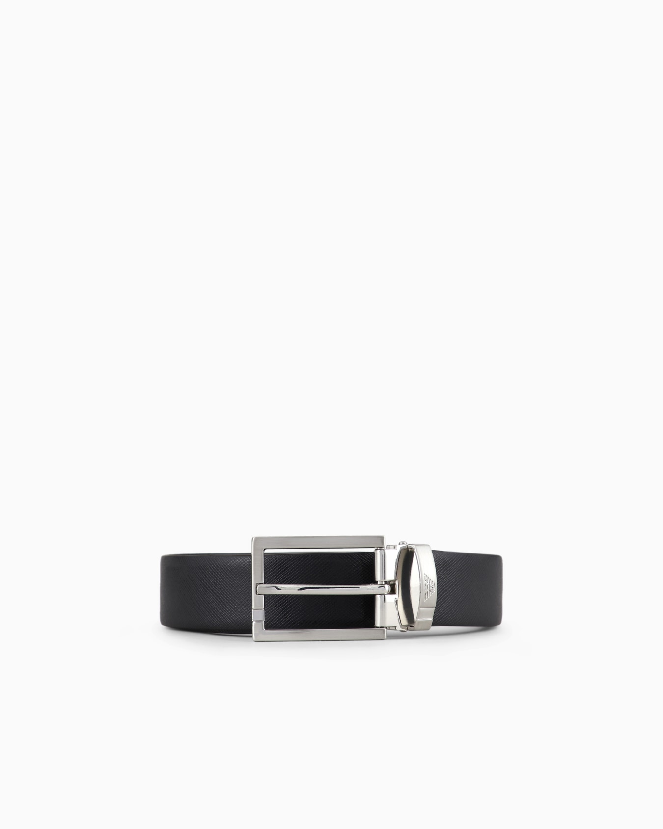 Reversible belt in two-tone leather with all-over embossed eagle Slide 0