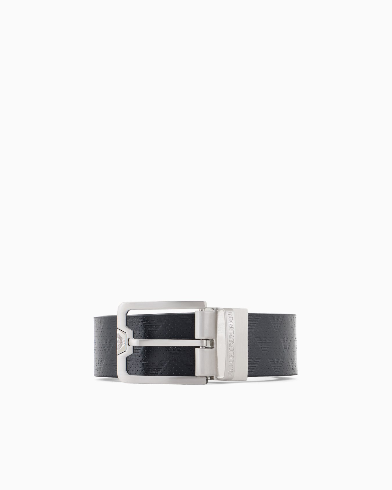 Leather belt with all-over embossed eagle Slide 0