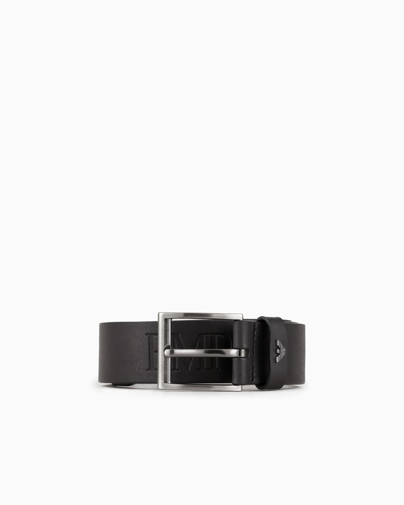 Tumbled-leather belt with oversized logo lettering Slide 0