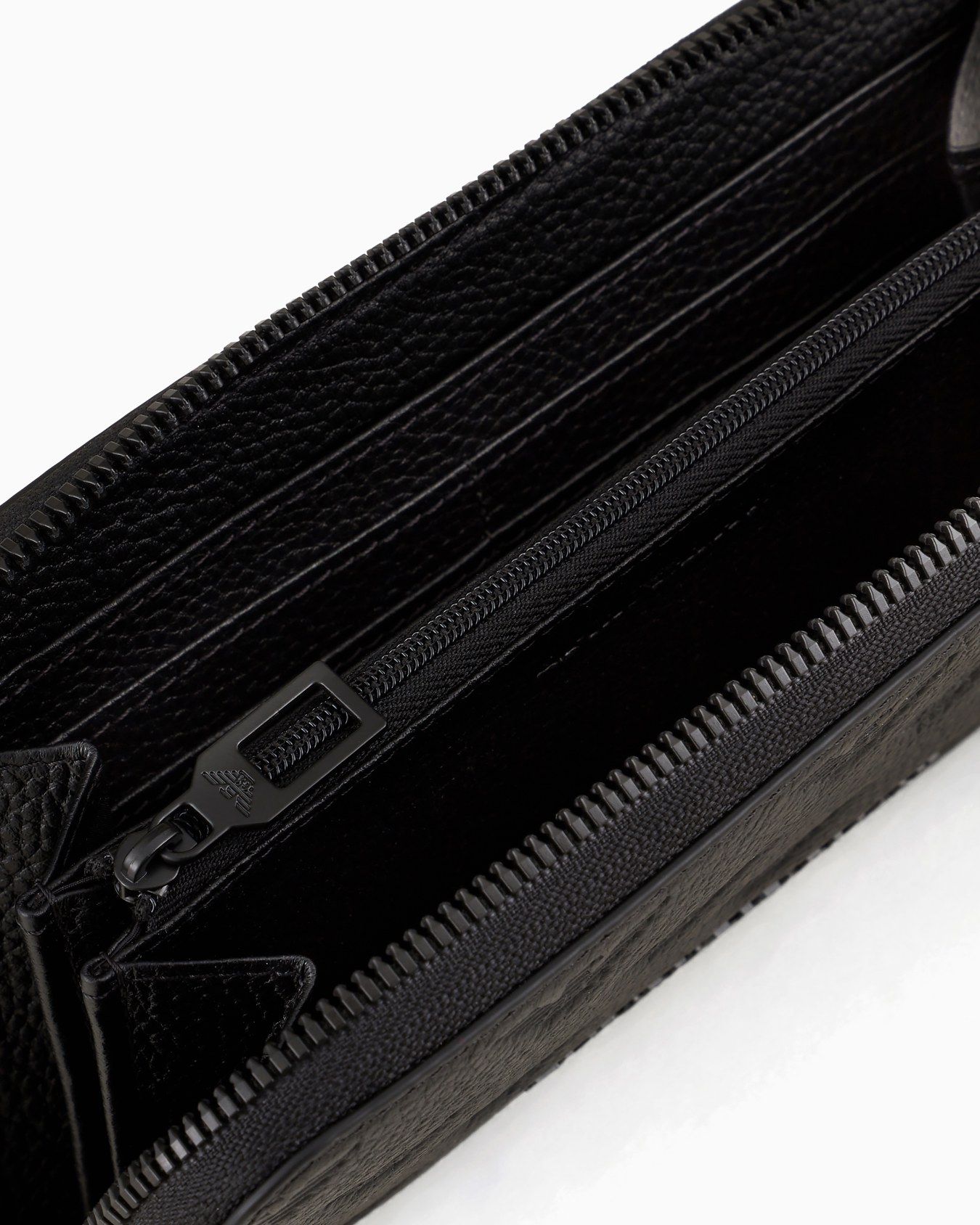 Zip-around leather wallet with all-over embossed eagle Slide 2