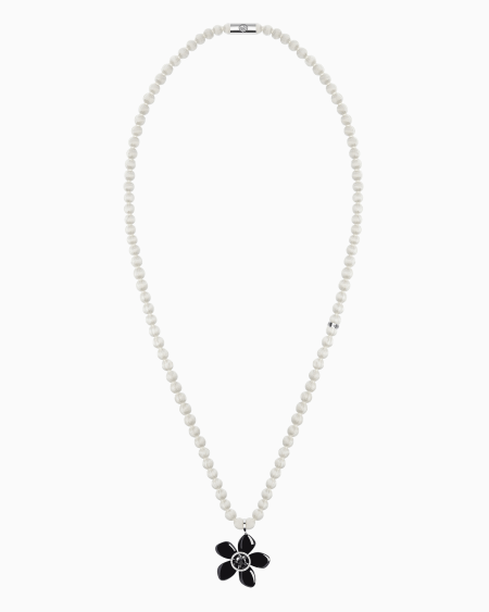 a|x armani exchange 18K white-gold diamond-and-onyx Sì necklace