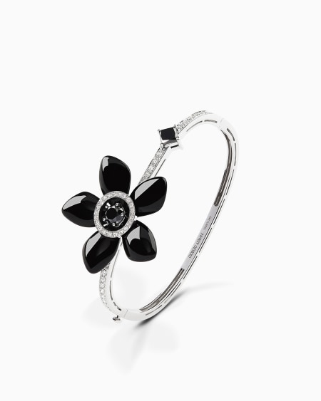 a|x armani exchange 18K white-gold diamond-and-onyx Sì bracelet